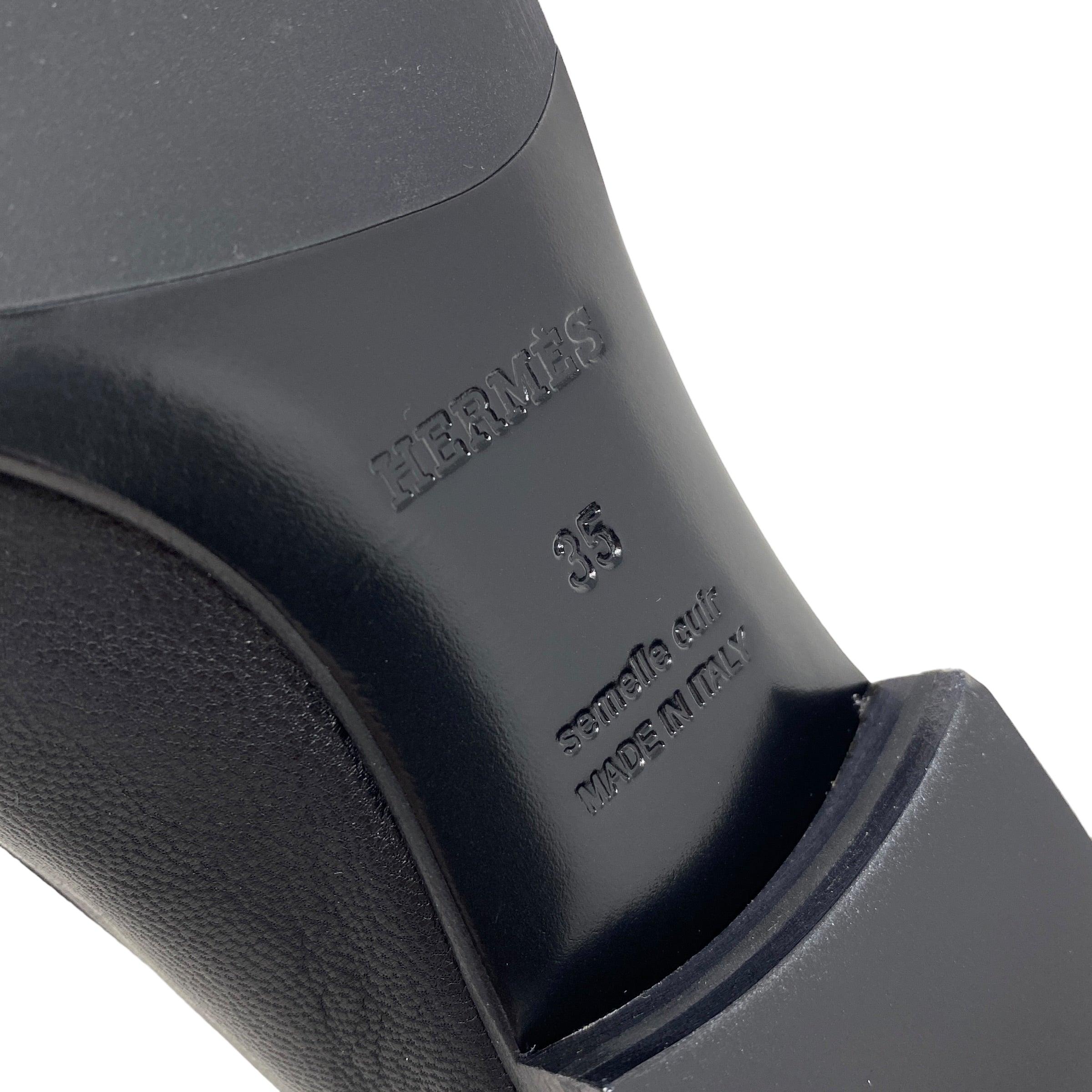 Hermes Black Chèvre Paris Loafers 35