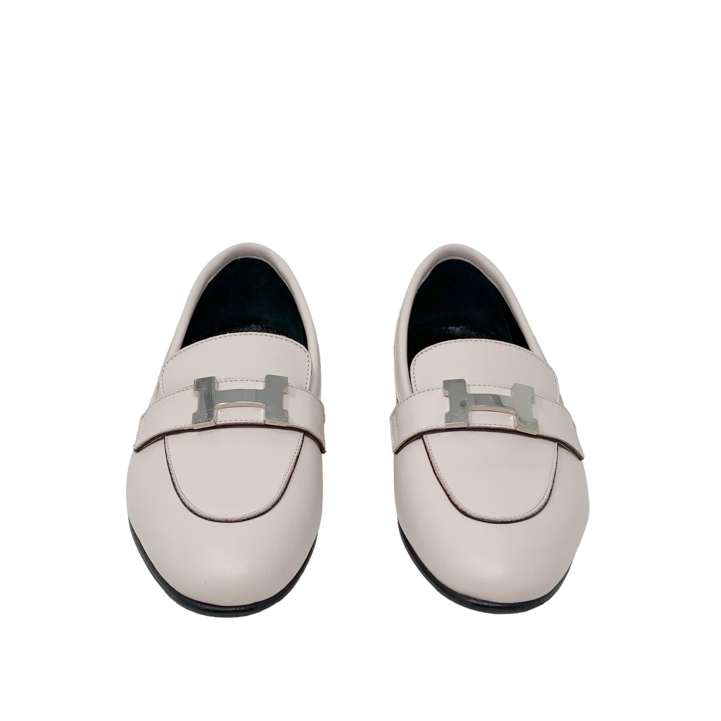 Hermes Rose Petale Calfskin Paris Loafers 35