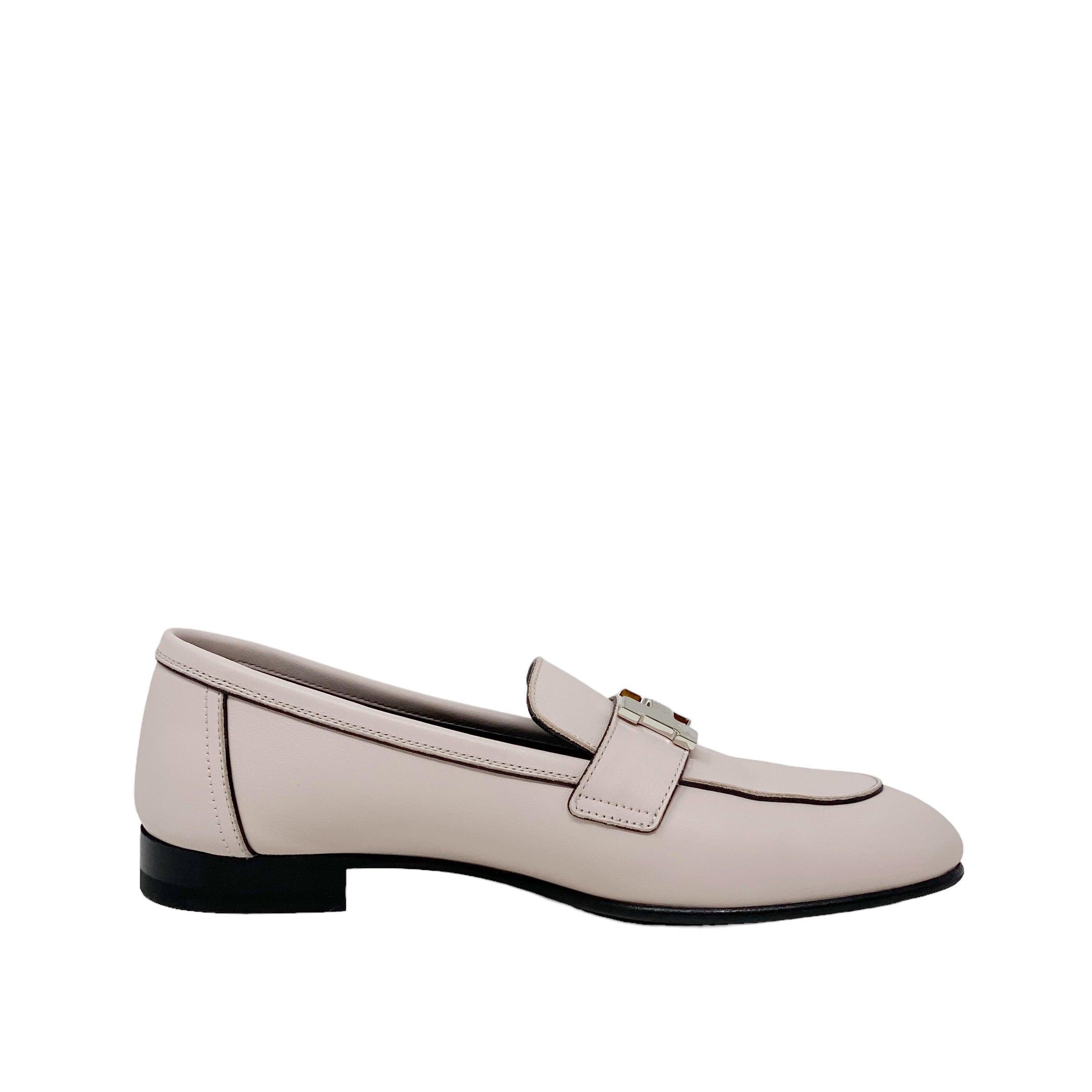 Hermes Rose Petale Calfskin Paris Loafers 35