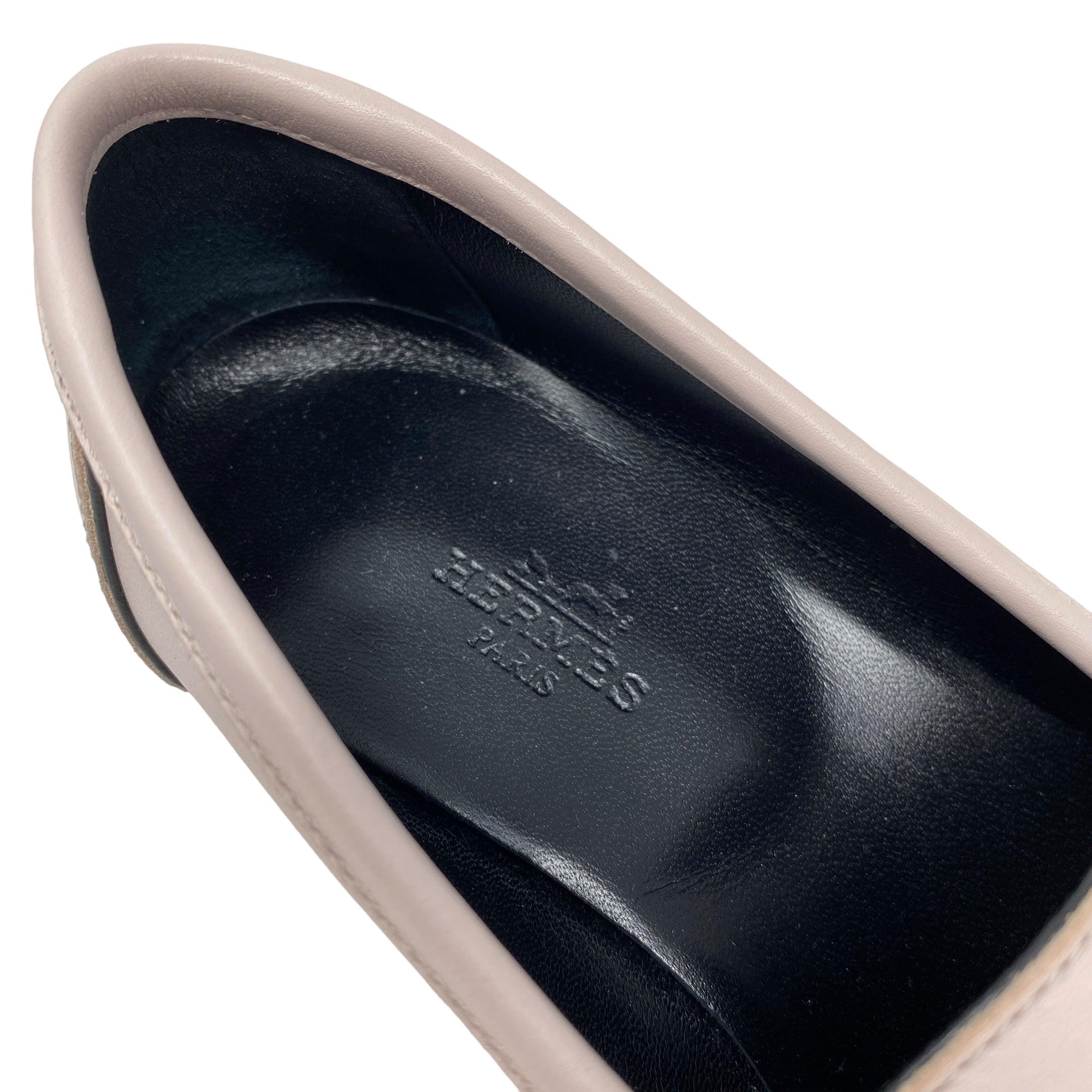 Hermes Rose Petale Calfskin Paris Loafers 35