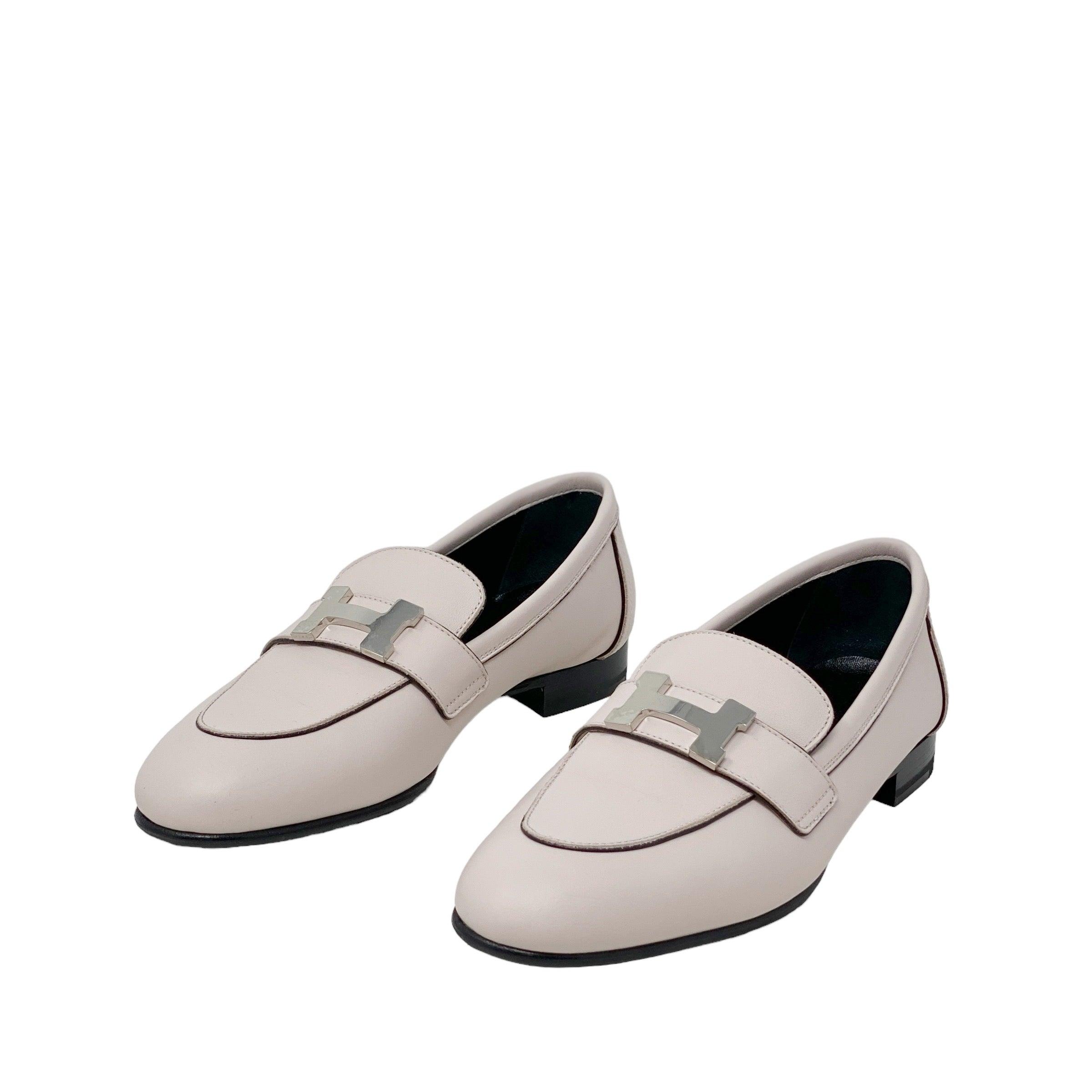 Hermes Rose Petale Calfskin Paris Loafers 35