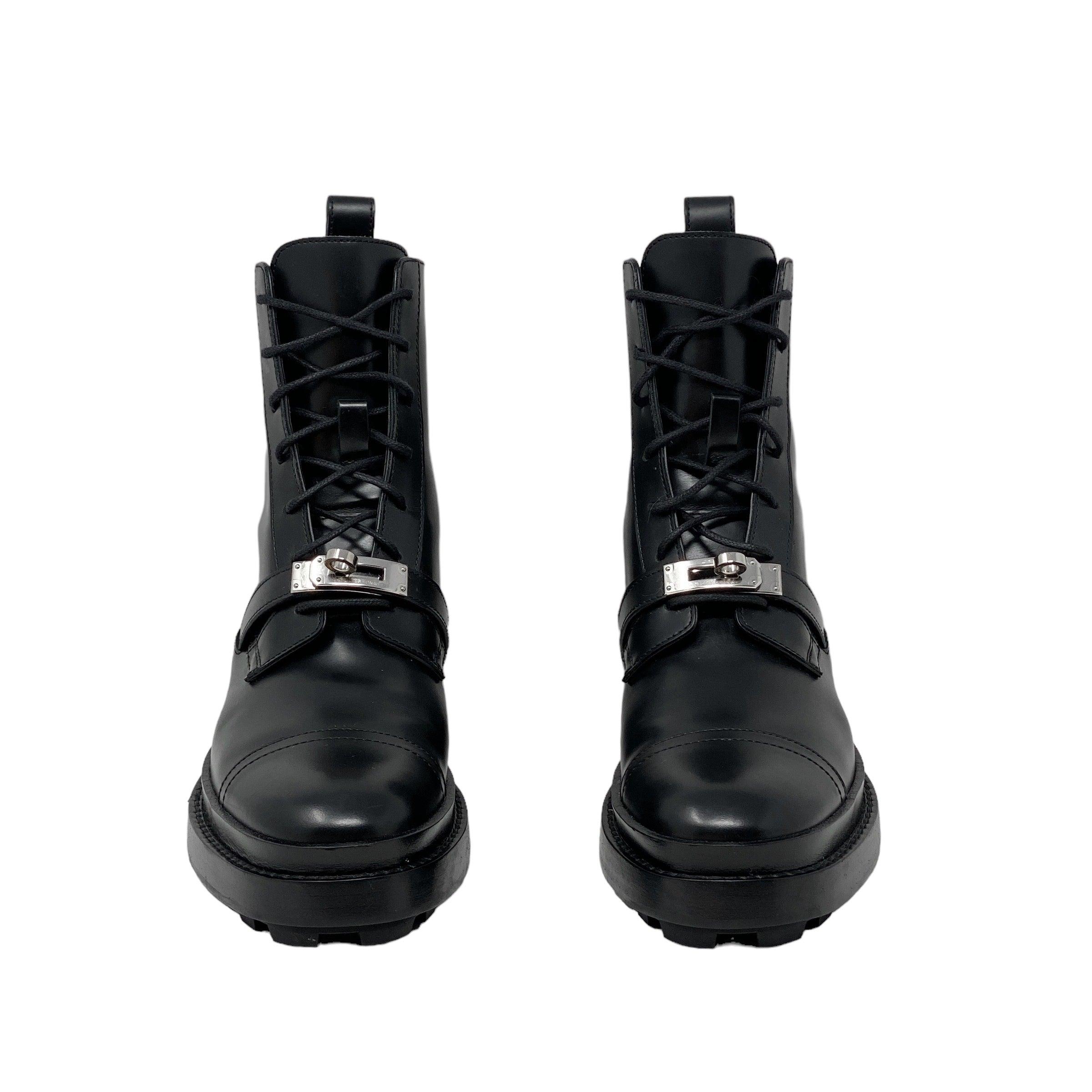 Hermes Noir Funk Ankle Boots 35