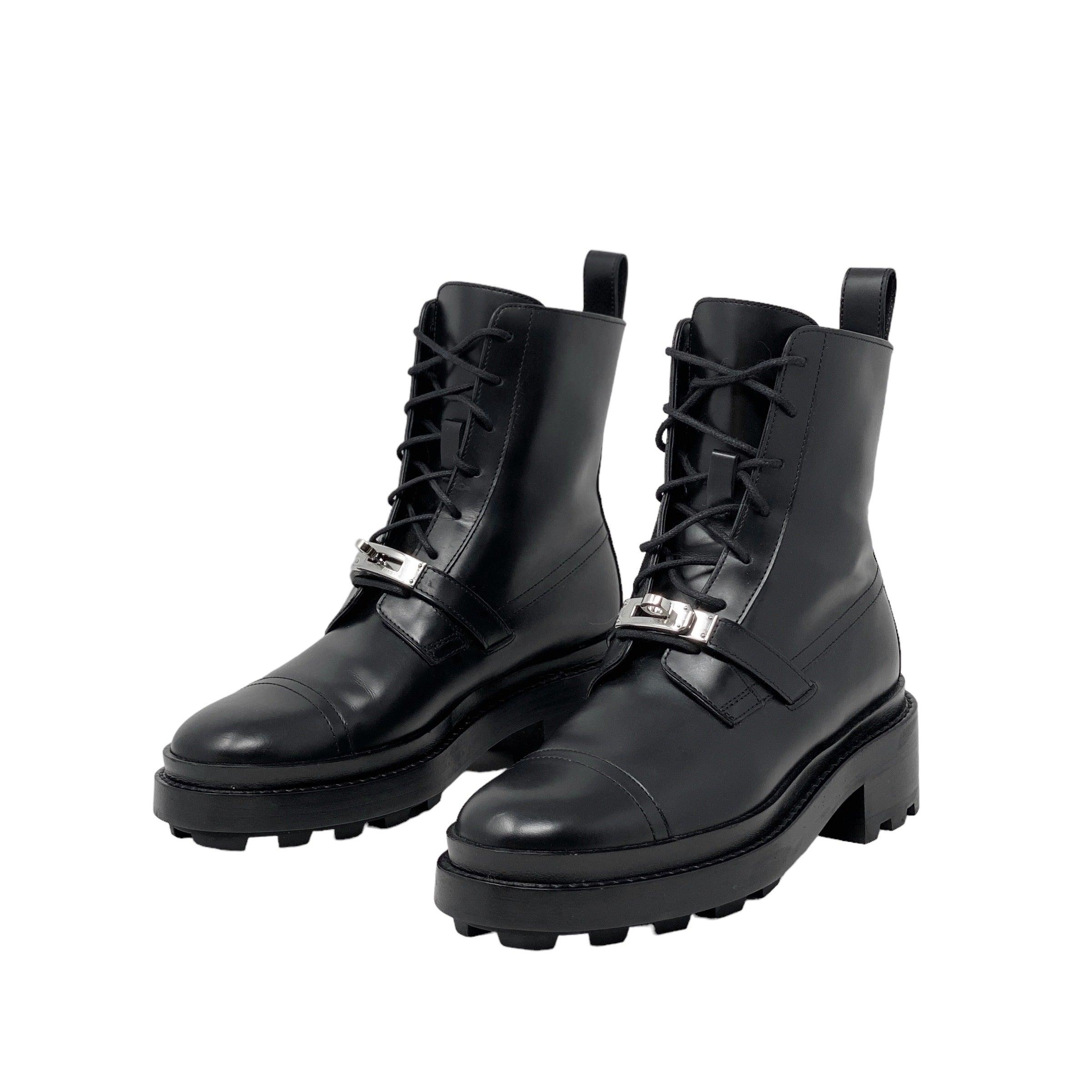 Hermes Noir Funk Ankle Boots 35