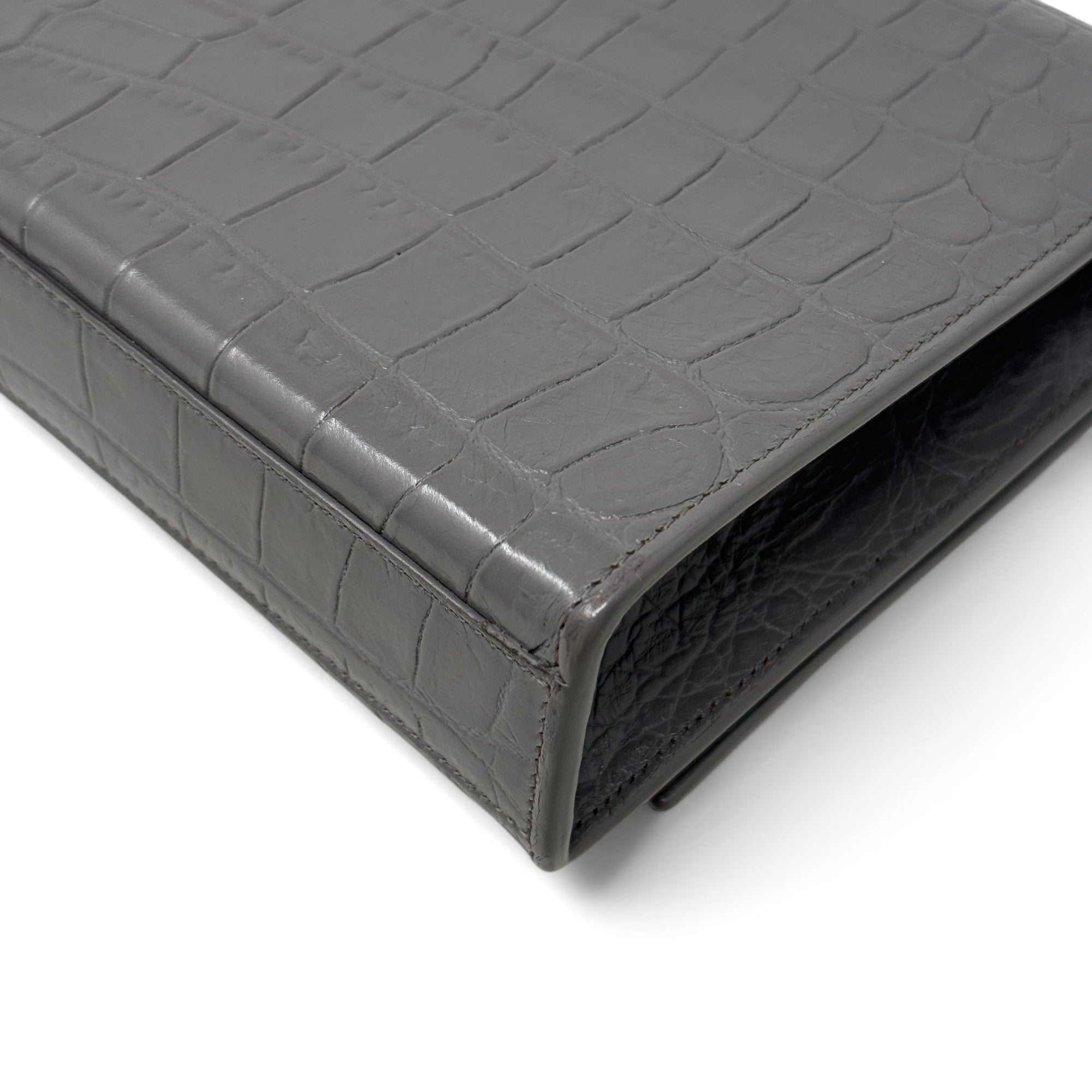 Saint Laurent Grey Croc Medium Kate Tassel Bag