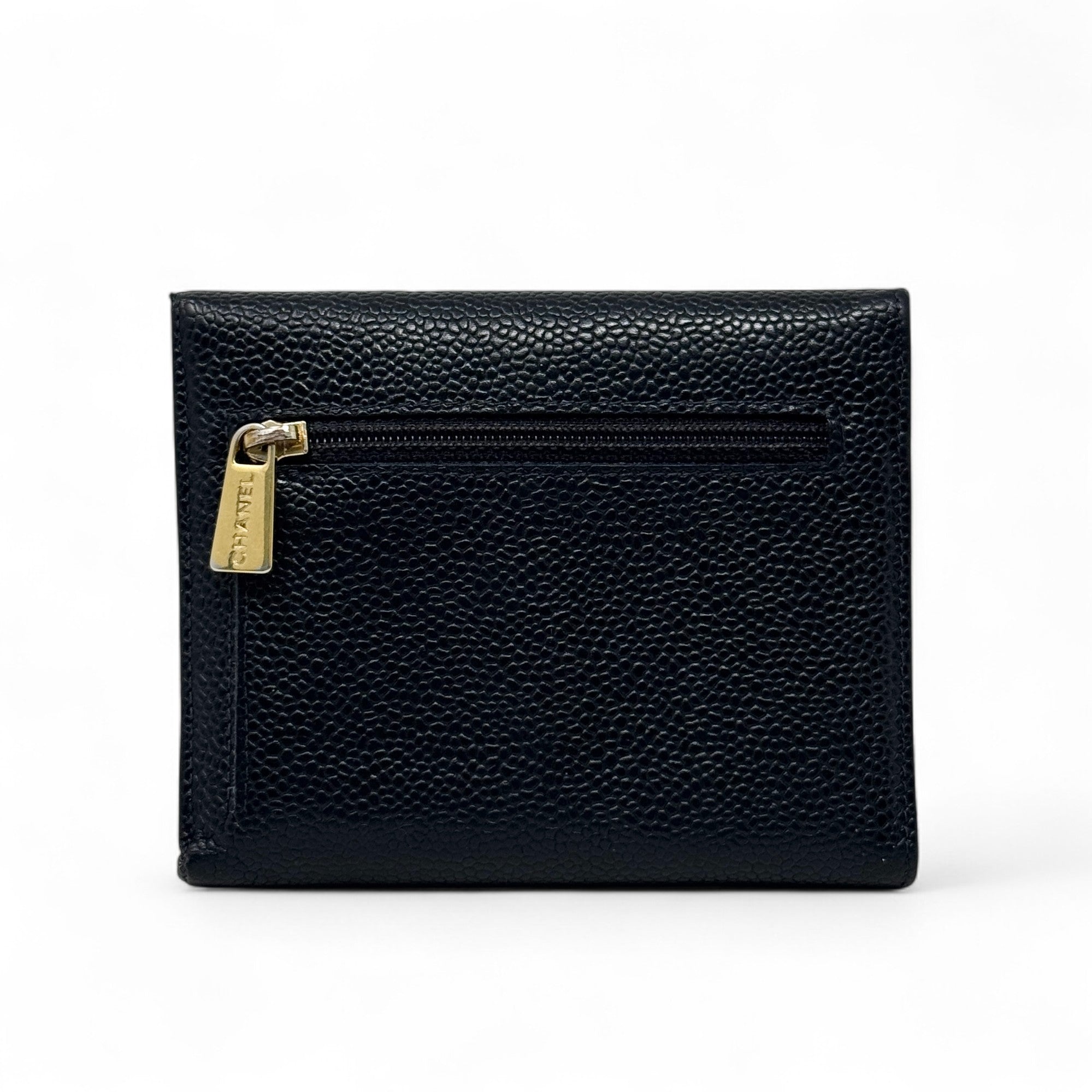 Chanel Black Timeless CC Flap Compact Wallet
