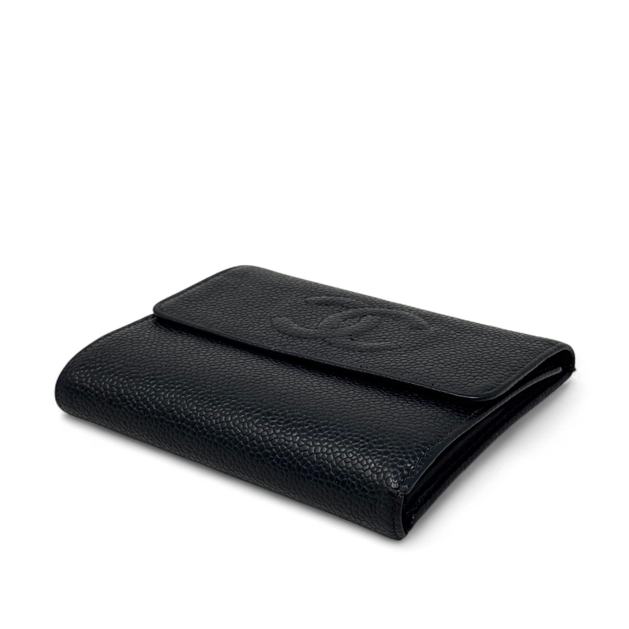 Chanel Black Timeless CC Flap Compact Wallet