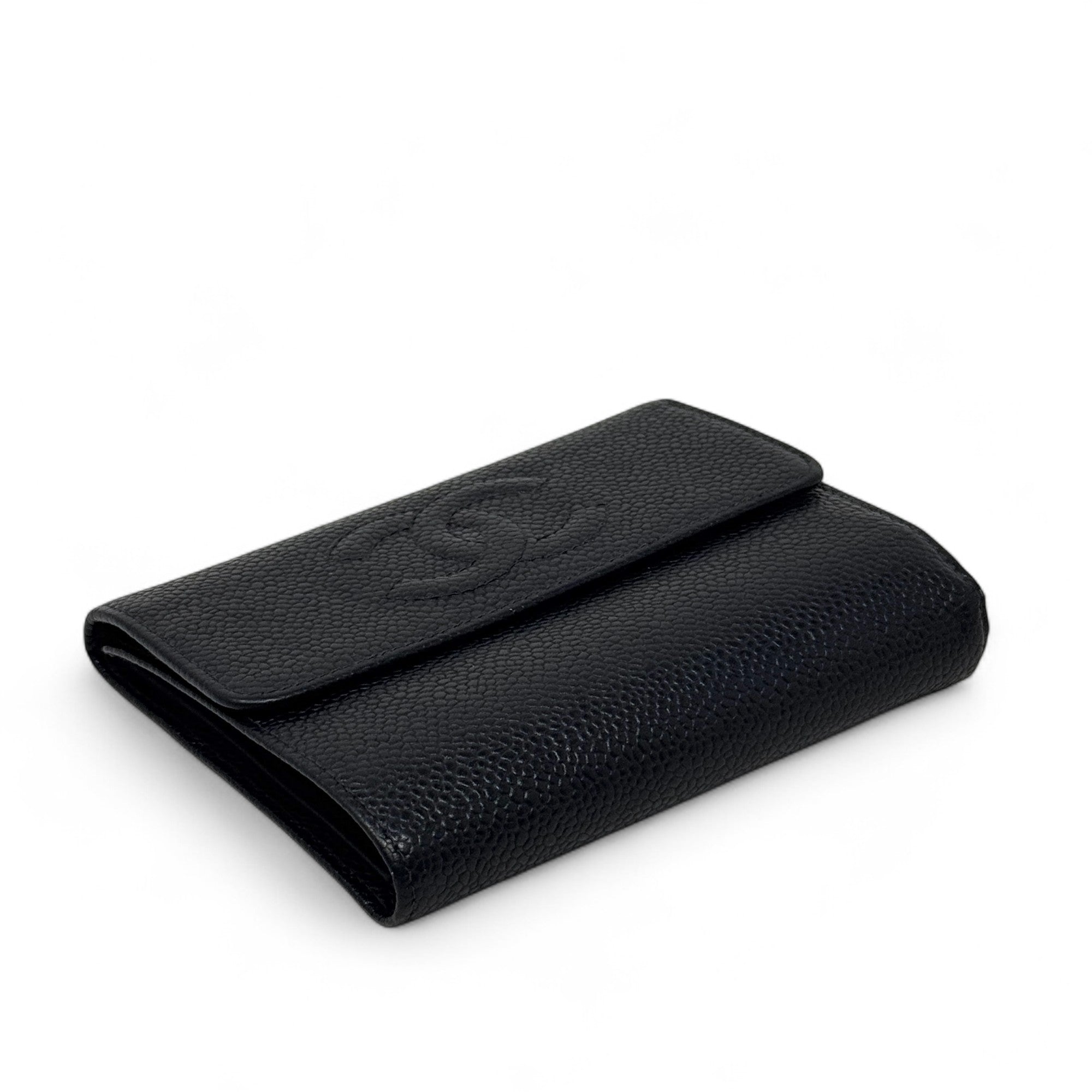 Chanel Black Timeless CC Flap Compact Wallet