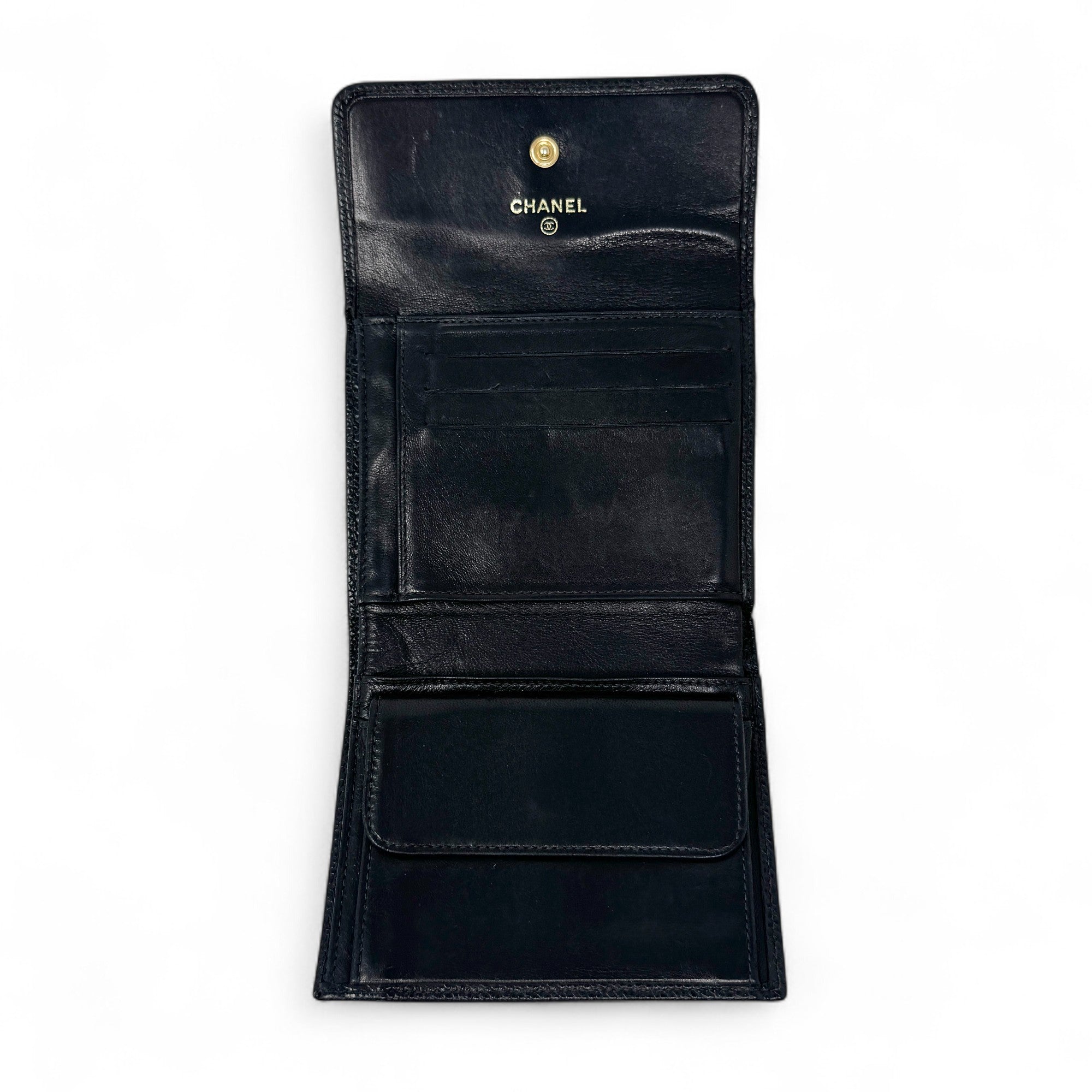 Chanel Black Timeless CC Flap Compact Wallet