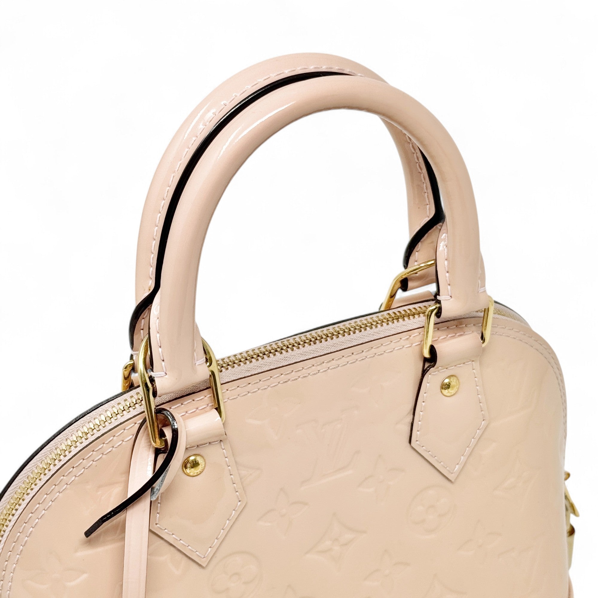 Louis Vuitton Pink Patent Monogram Vernis Alma BB
