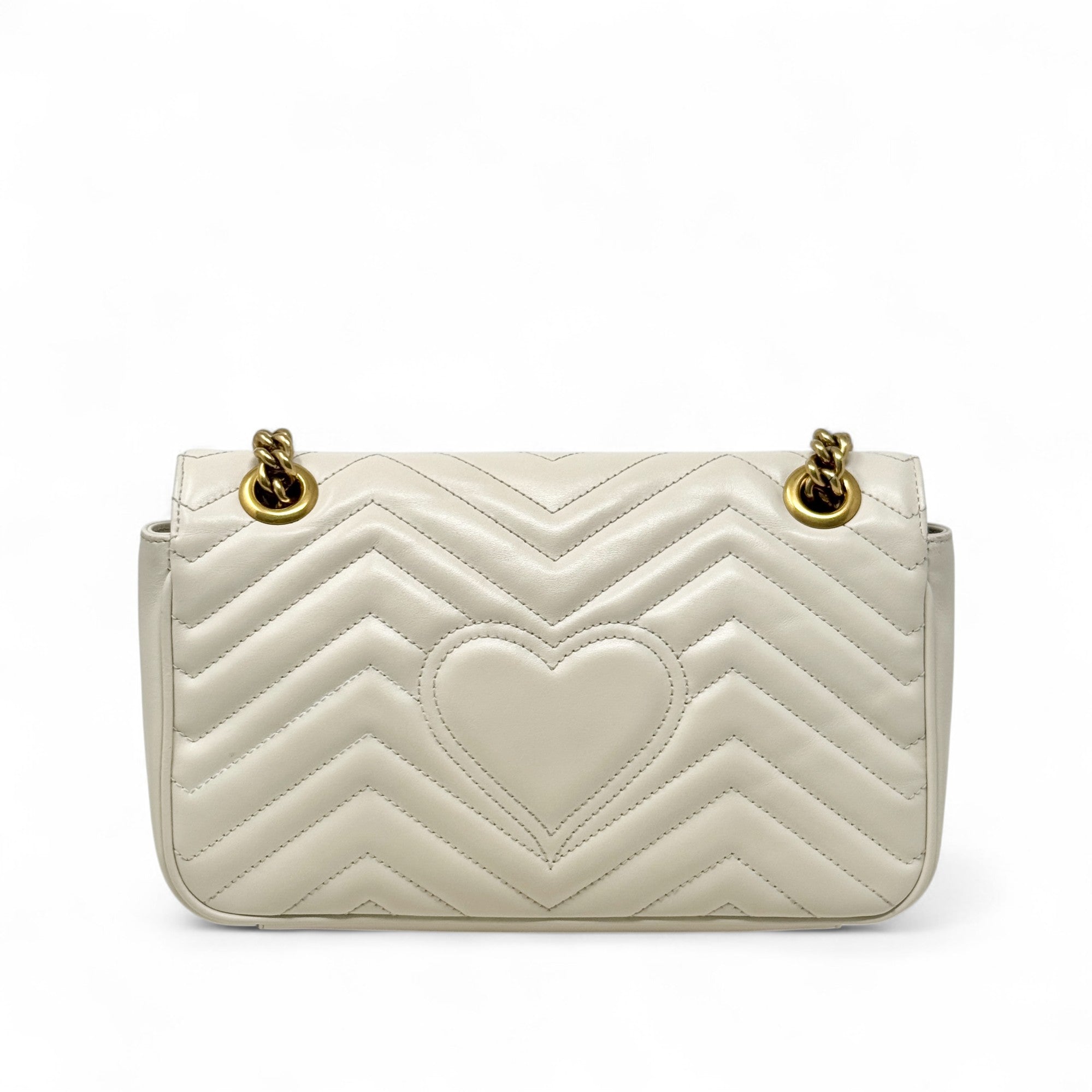 Gucci White Small GG Marmont Shoulder Bag