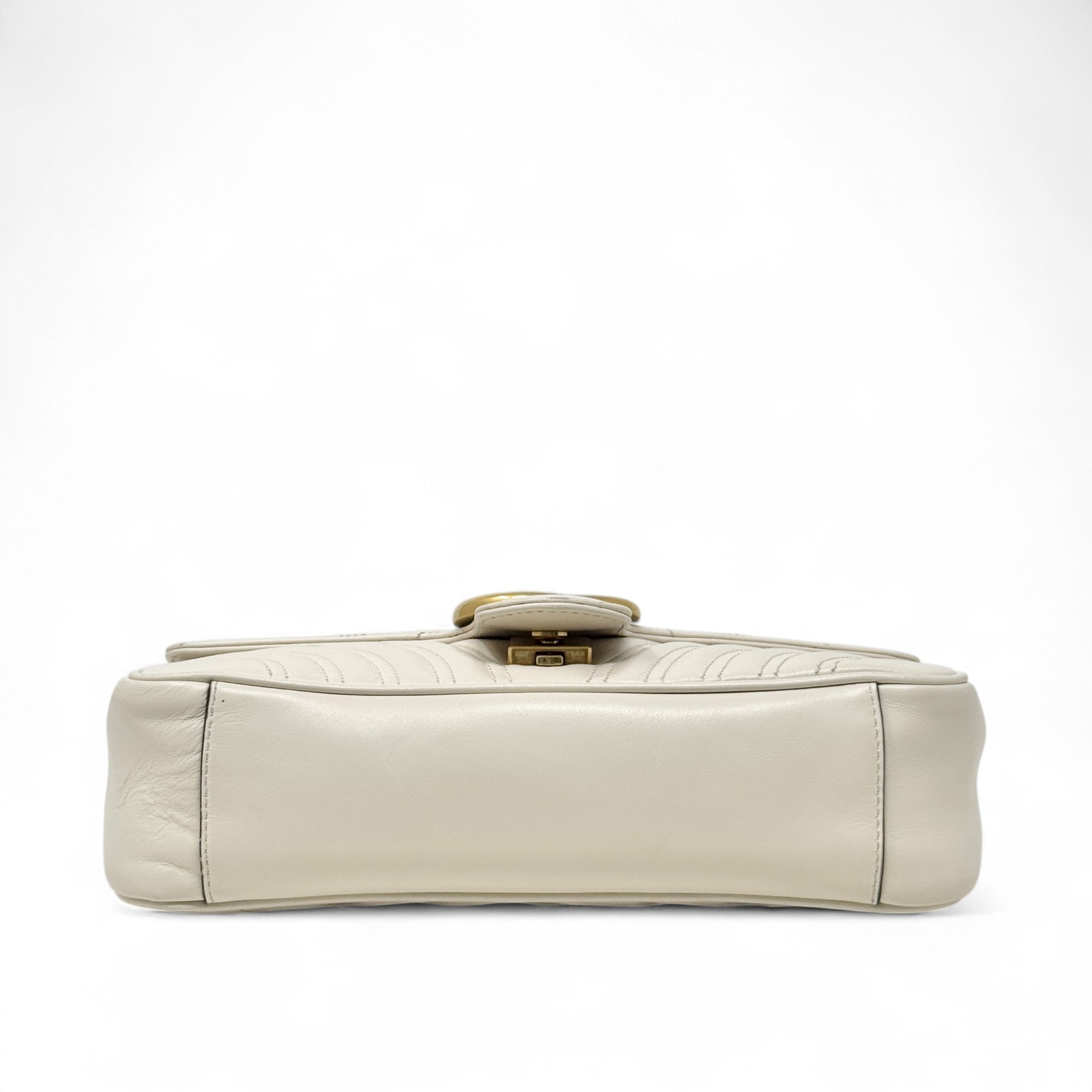 Gucci White Small GG Marmont Shoulder Bag