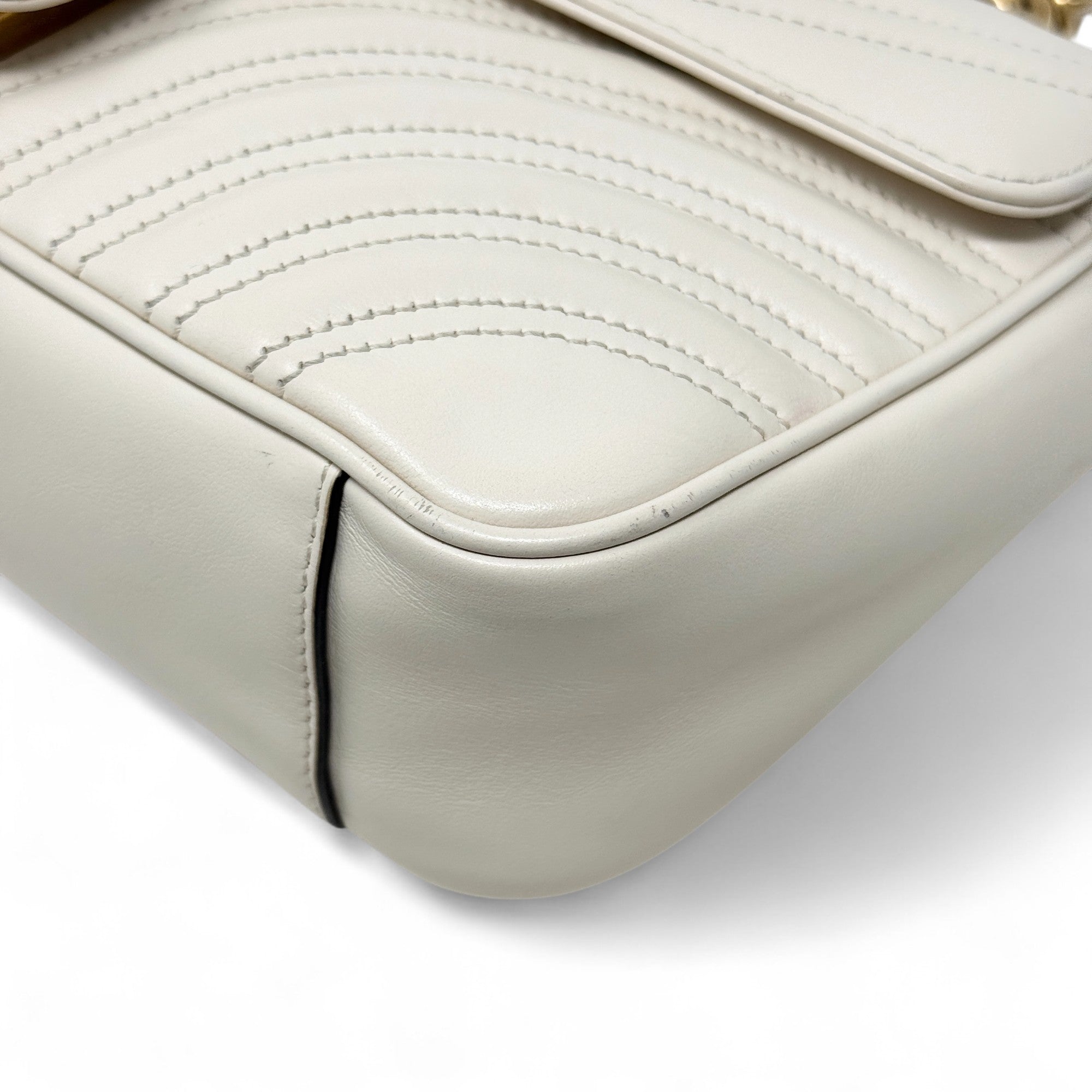 Gucci White Small GG Marmont Shoulder Bag