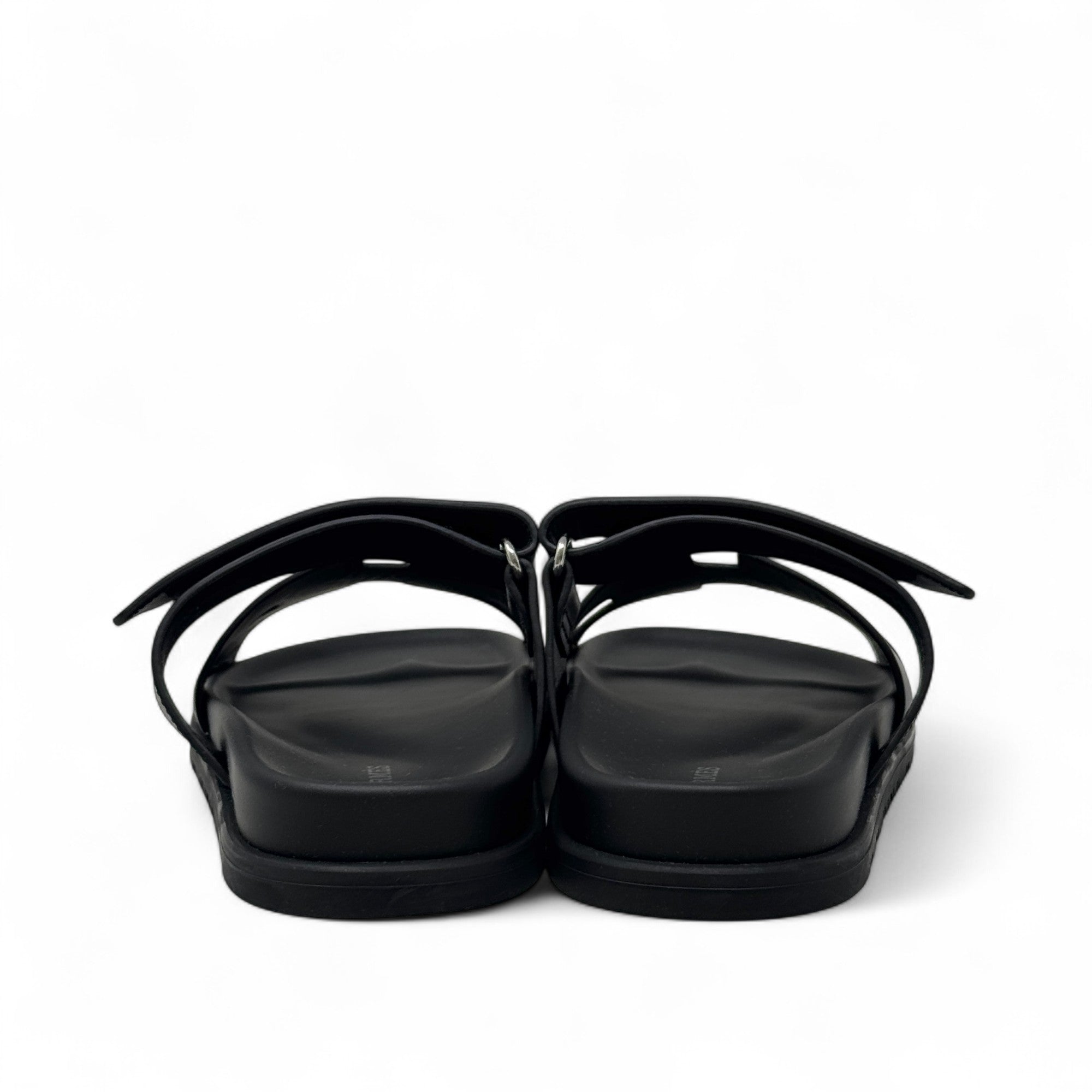 Hermes Noir Chypre Sandals 37