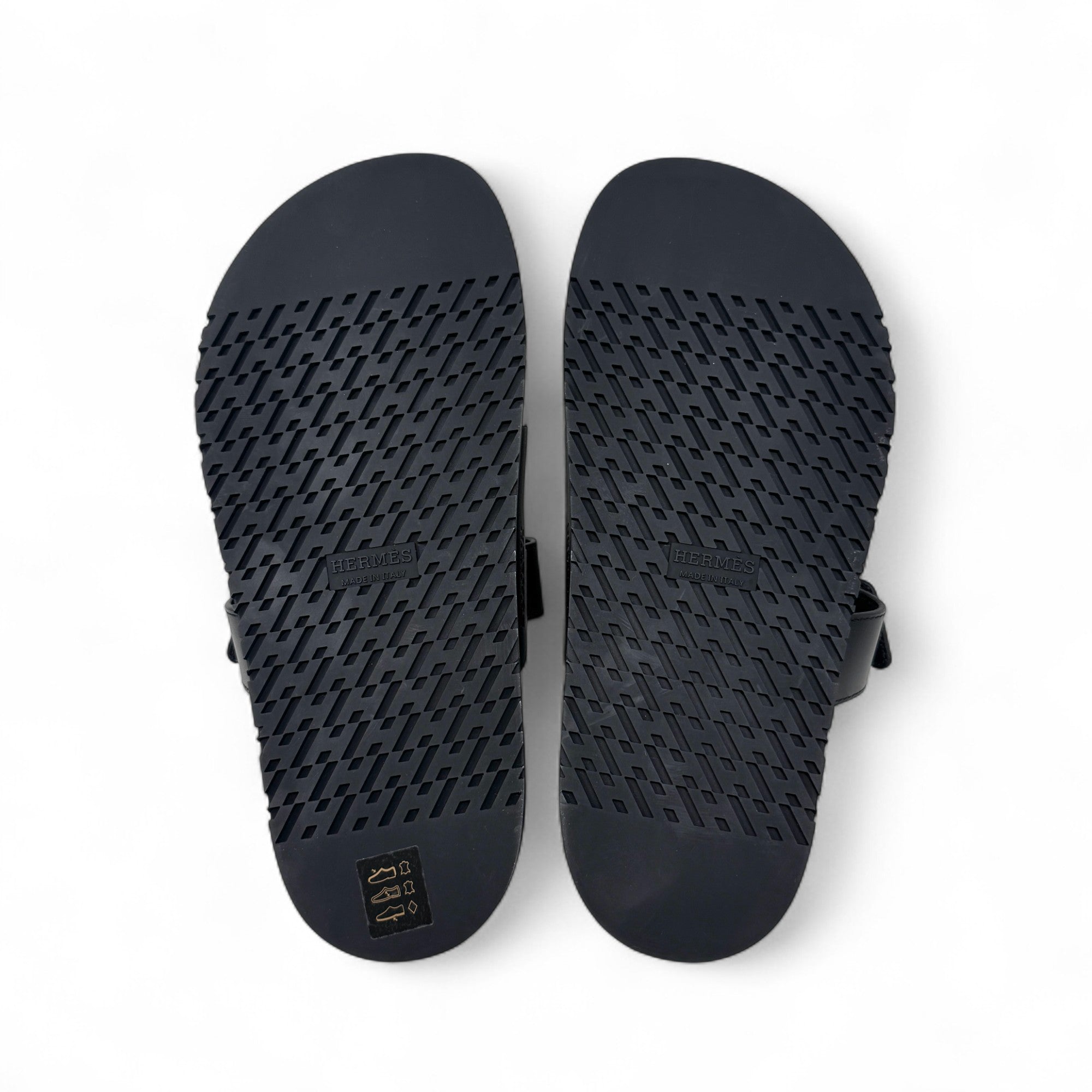 Hermes Noir Chypre Sandals 37