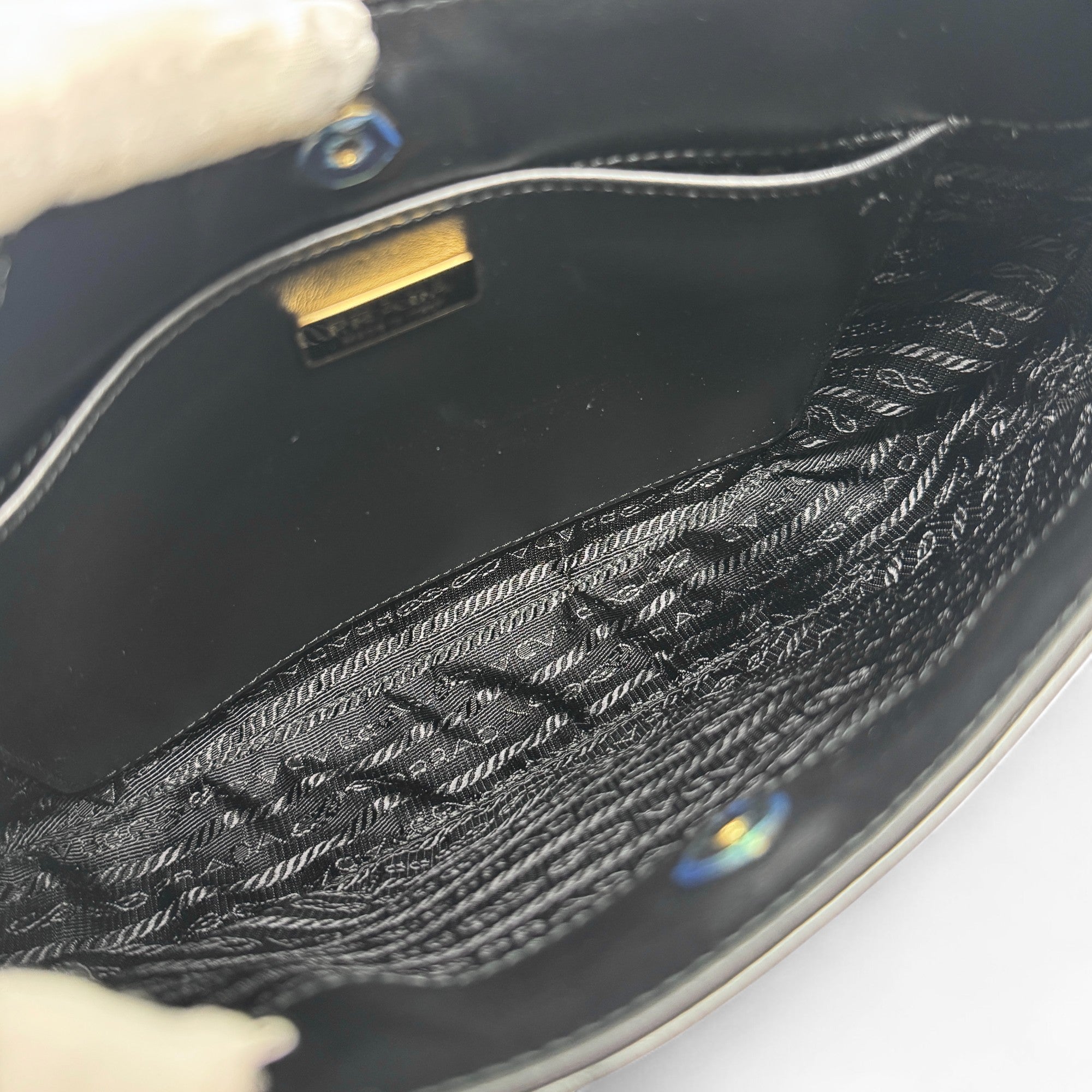 Prada Black Printed Floral Cleo Bag
