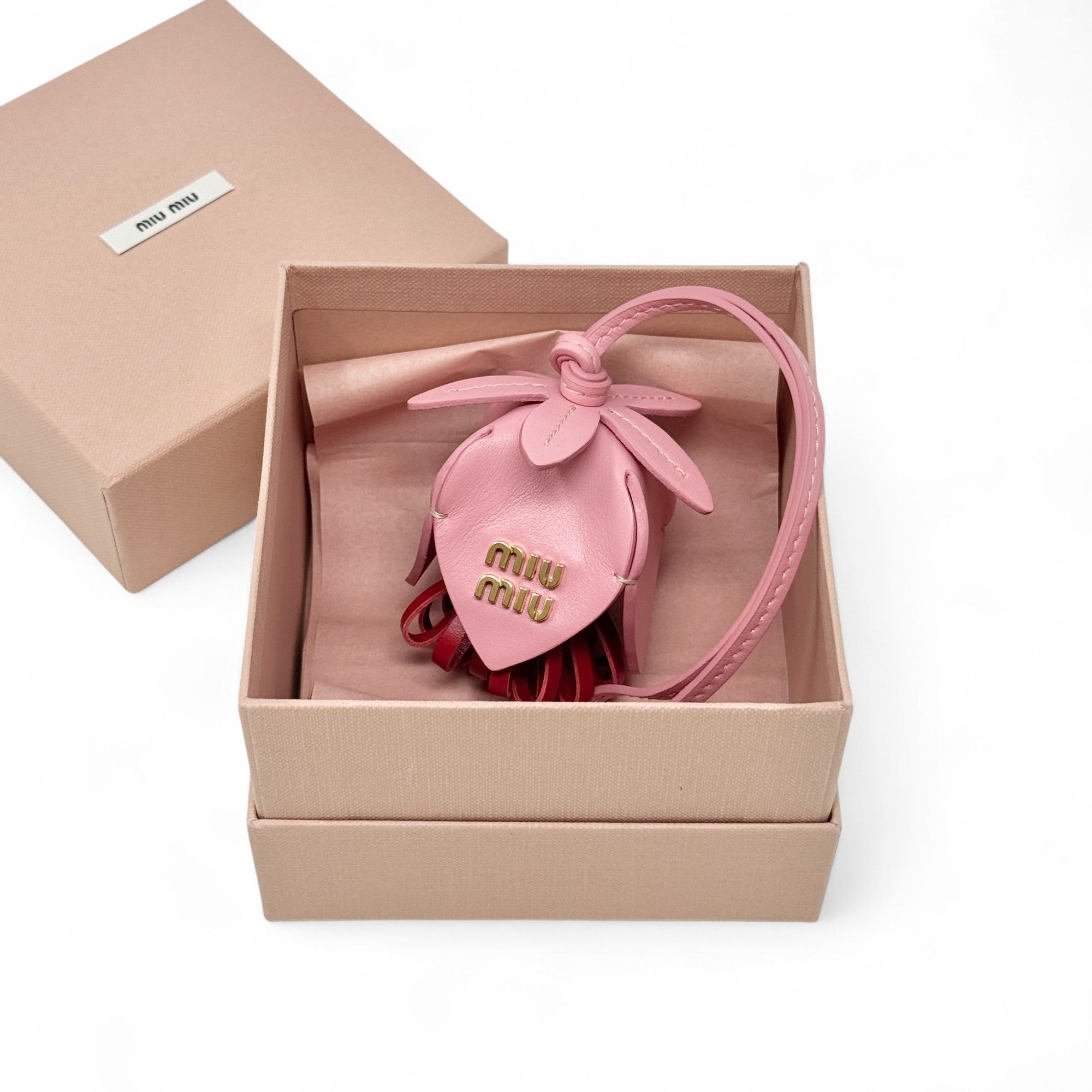 Miu Miu Pink Leather Trick Charm