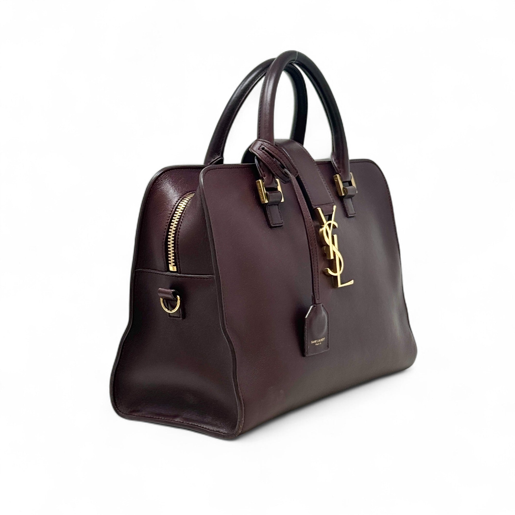 Saint Laurent Burgundy Small Cabas Tote