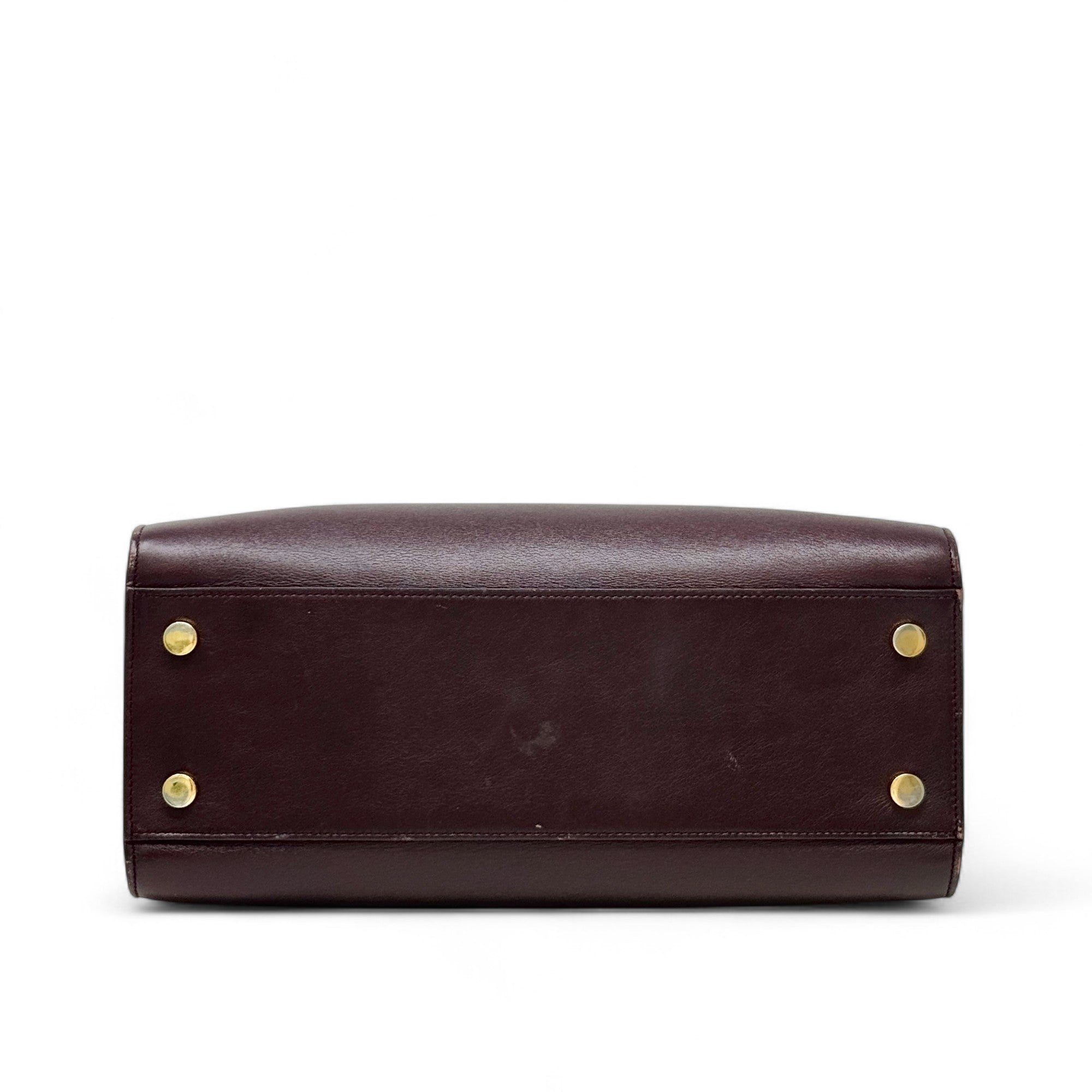 Saint Laurent Burgundy Small Cabas Tote