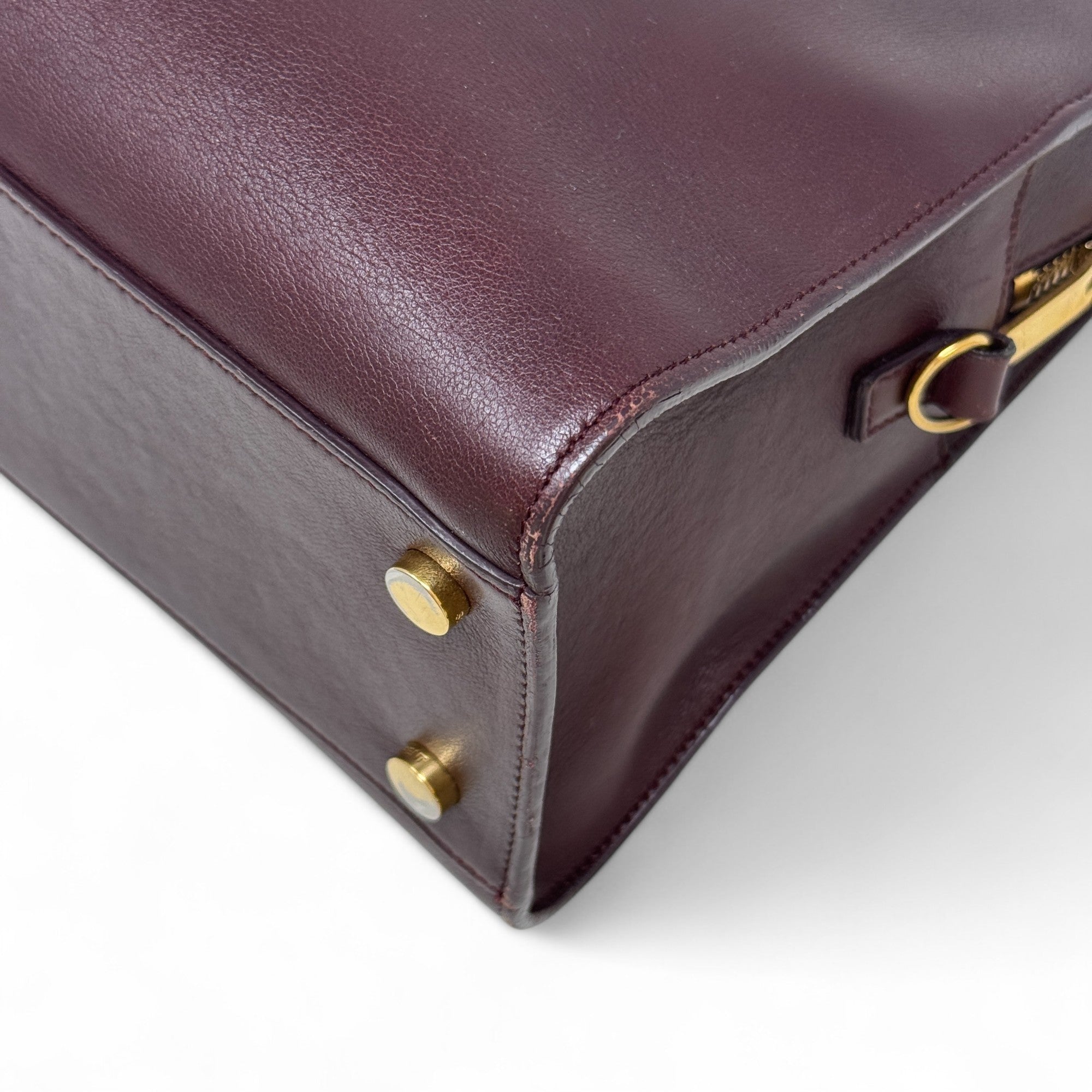 Saint Laurent Burgundy Small Cabas Tote