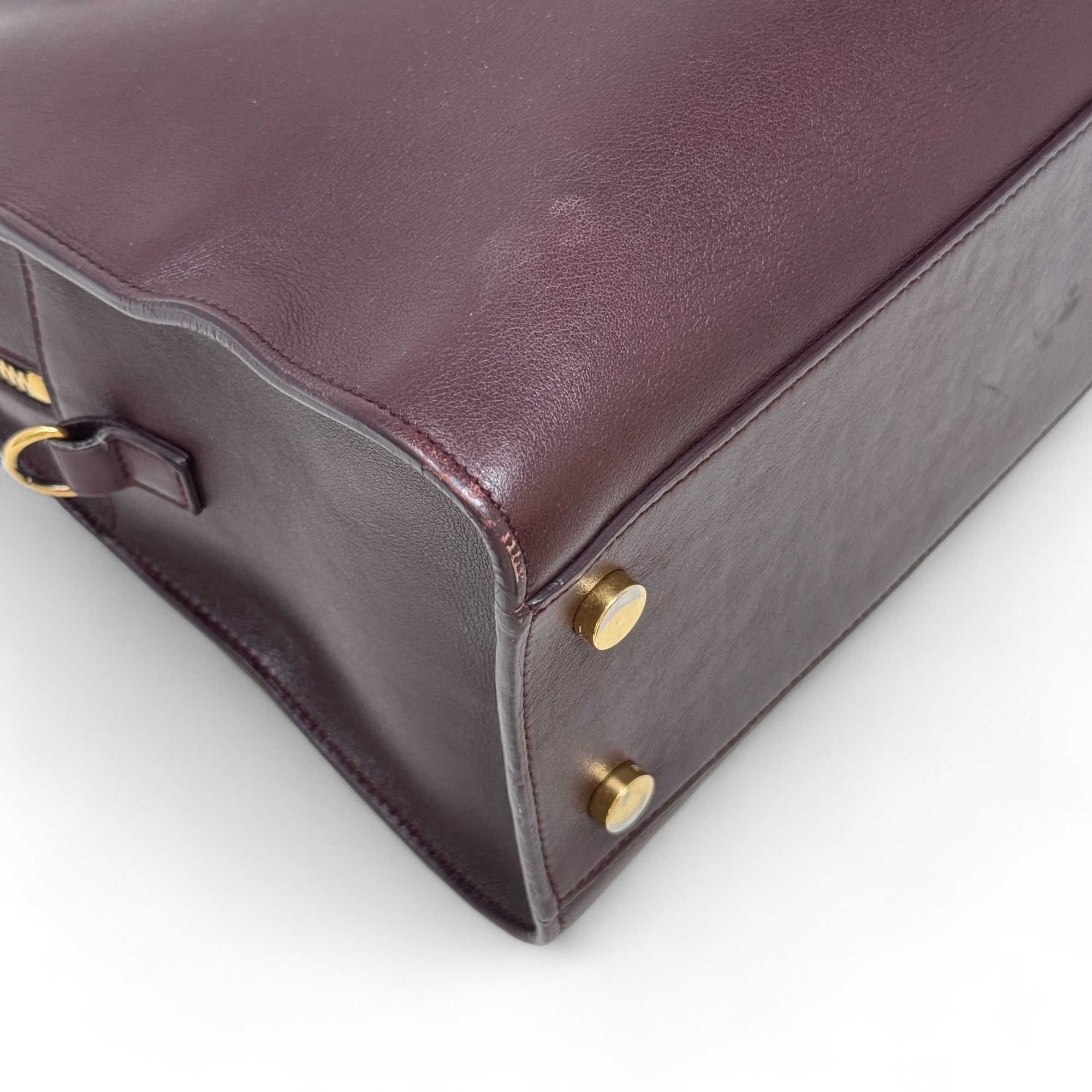 Saint Laurent Burgundy Small Cabas Tote