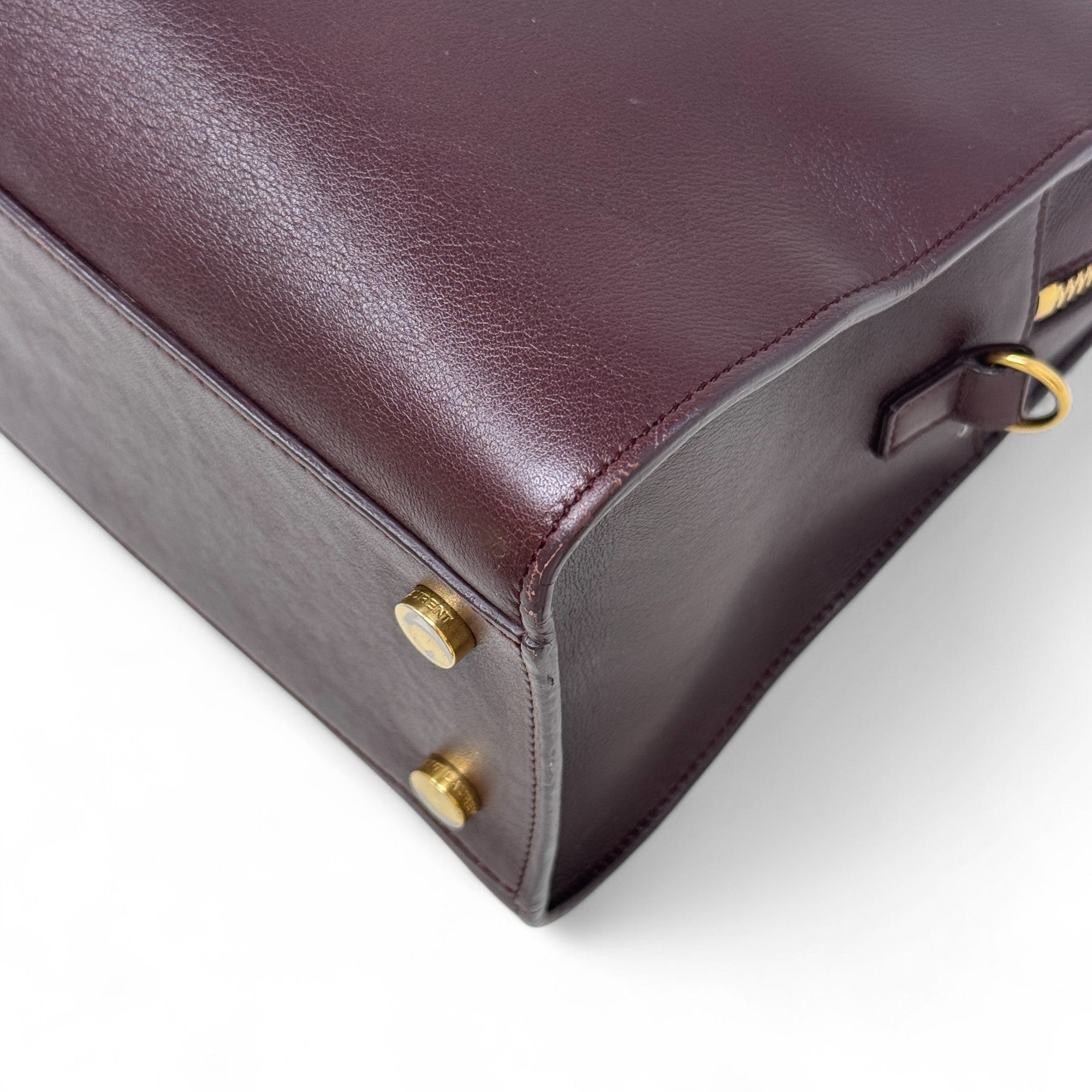 Saint Laurent Burgundy Small Cabas Tote