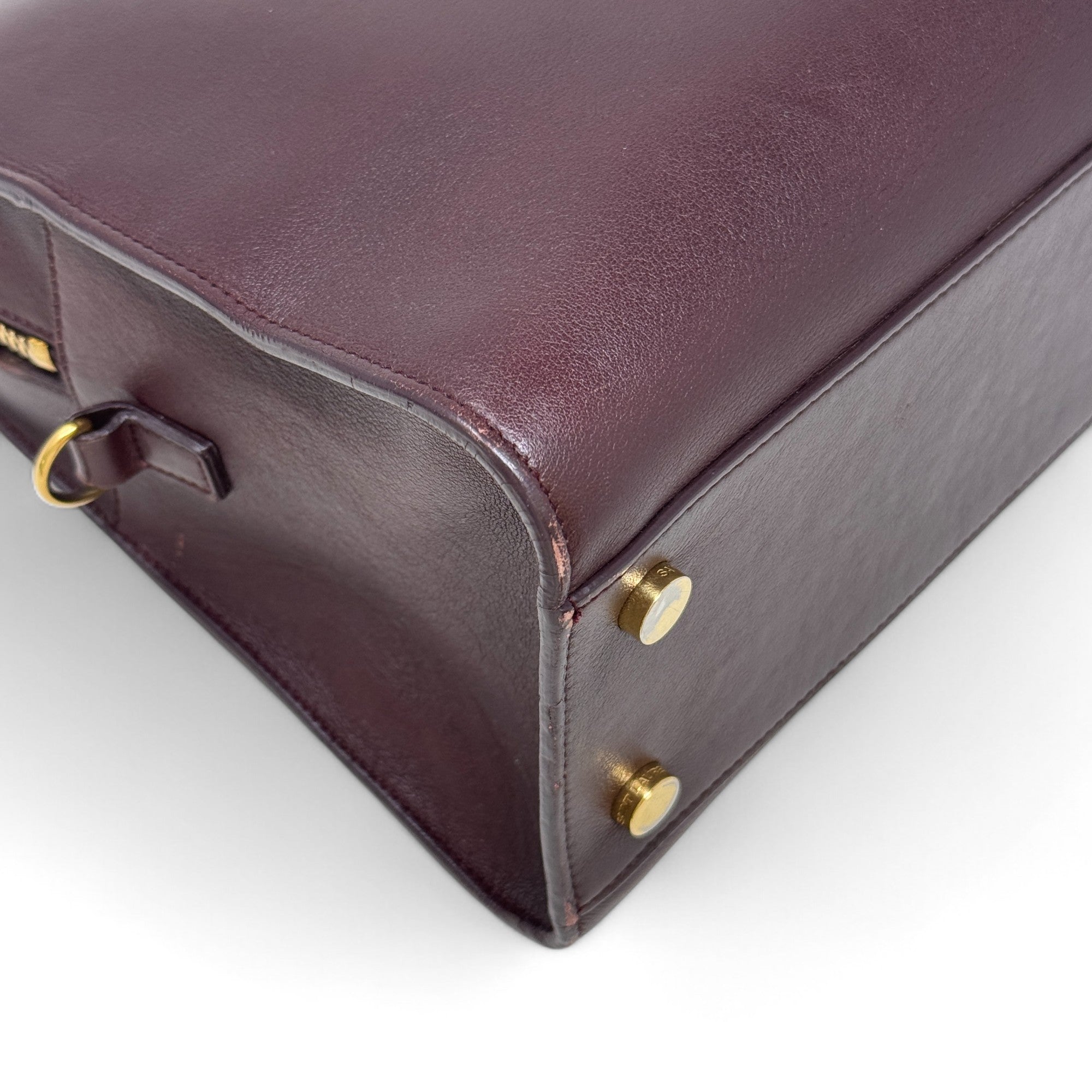 Saint Laurent Burgundy Small Cabas Tote