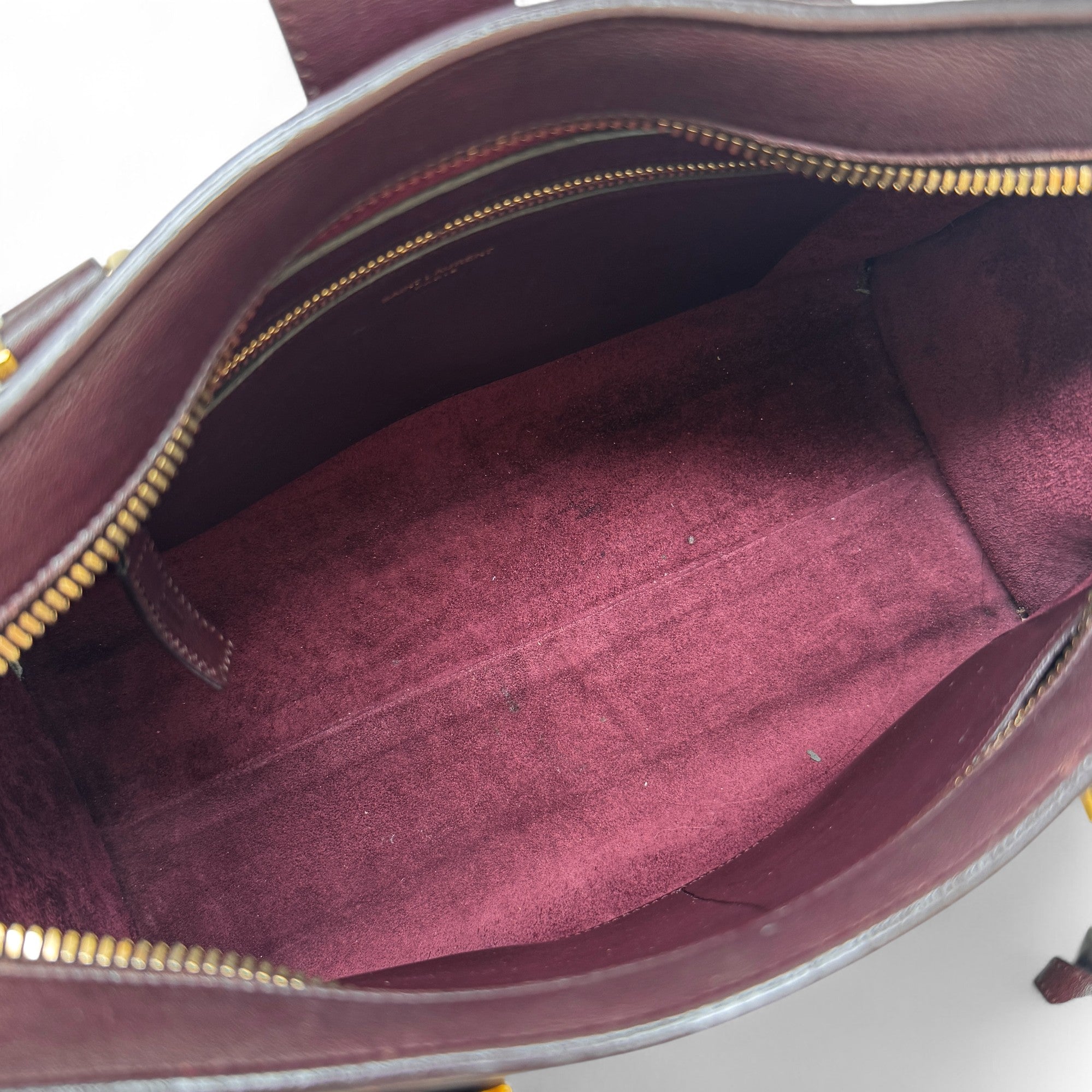 Saint Laurent Burgundy Small Cabas Tote