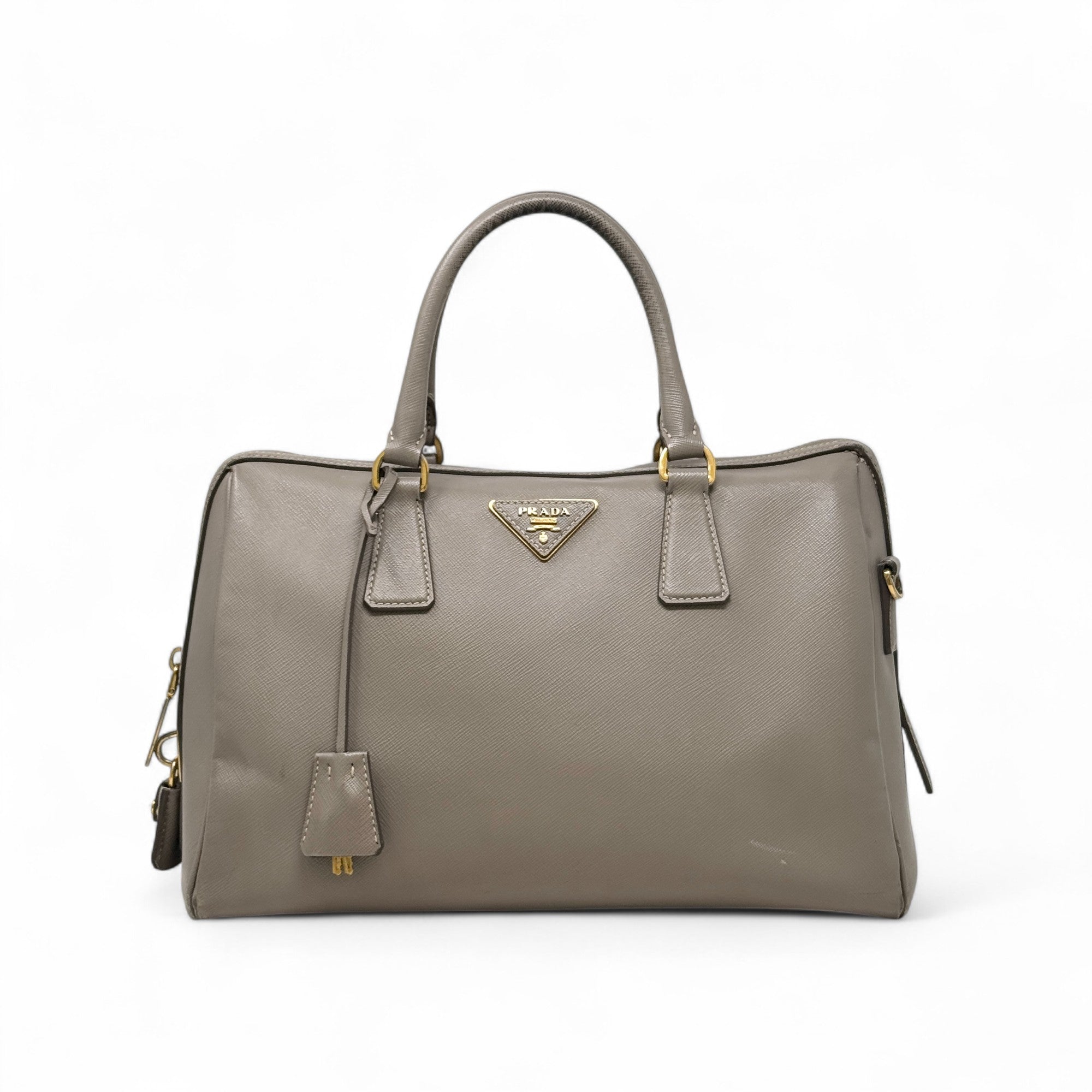 Prada Grey Saffiano Bowler