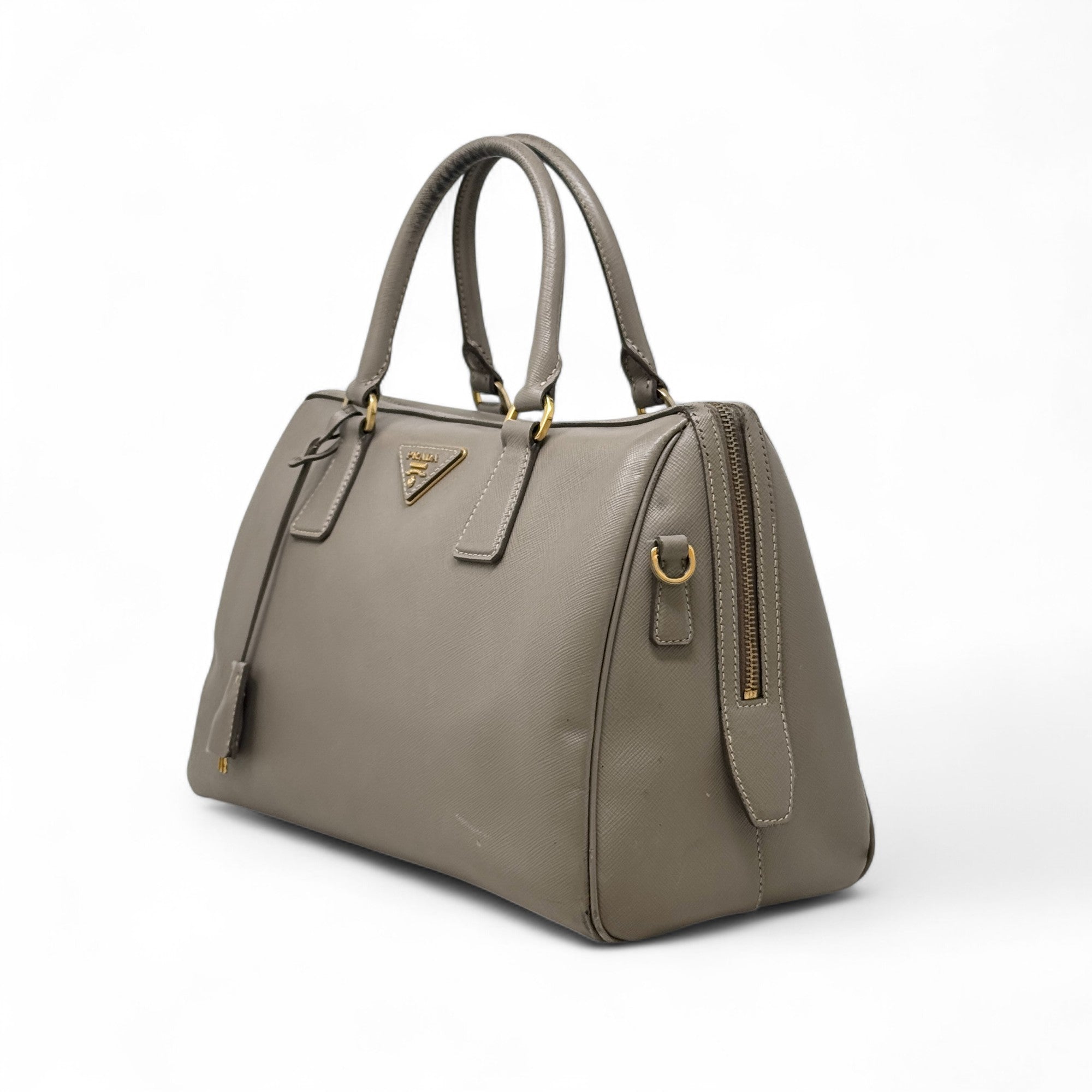 Prada Grey Saffiano Bowler