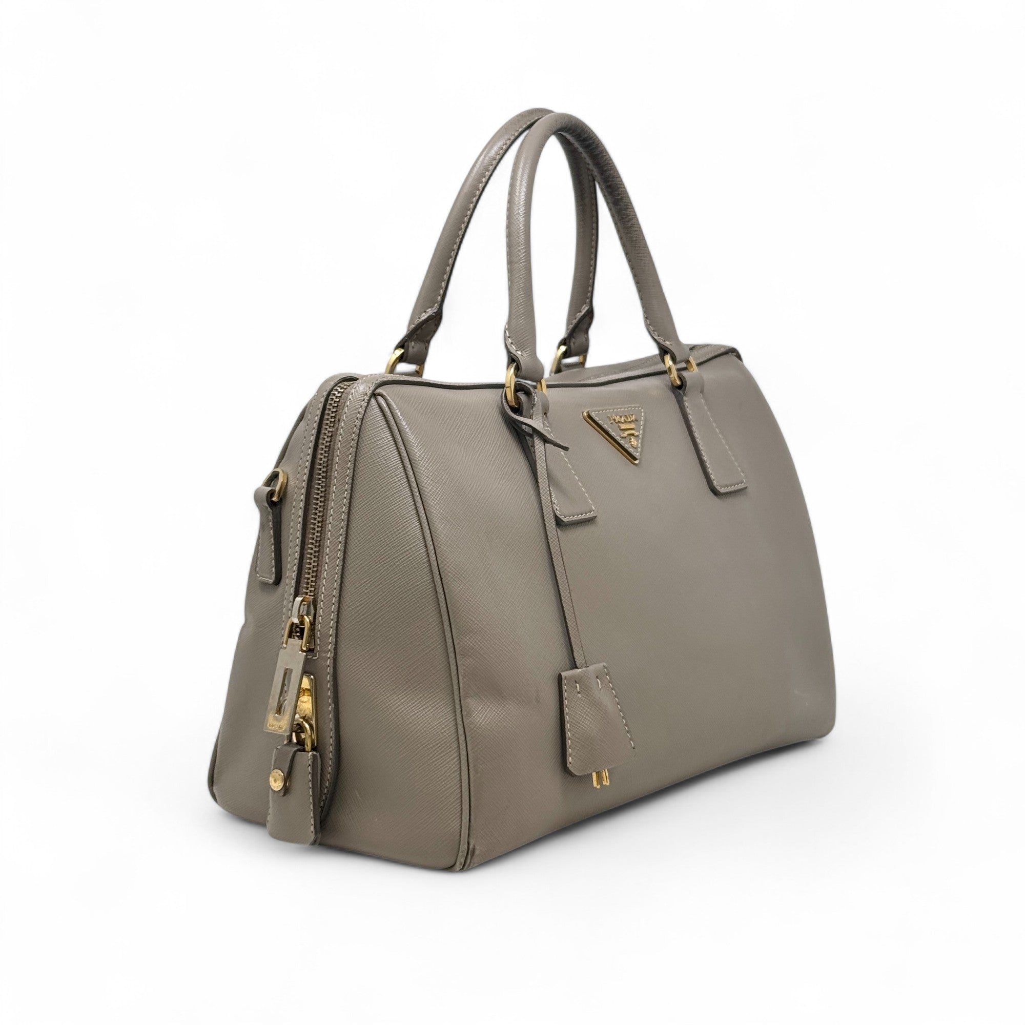 Prada Grey Saffiano Bowler
