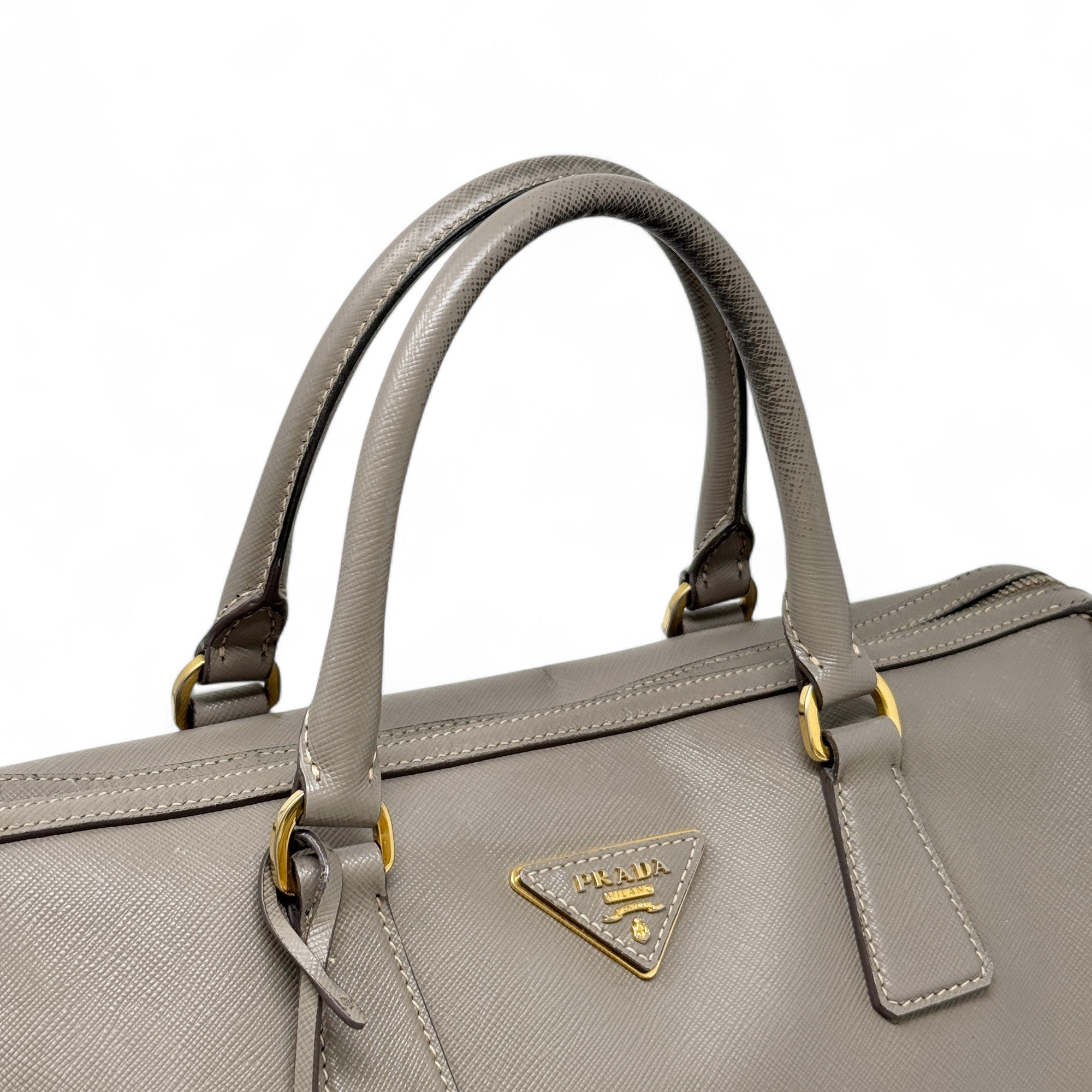 Prada Grey Saffiano Bowler