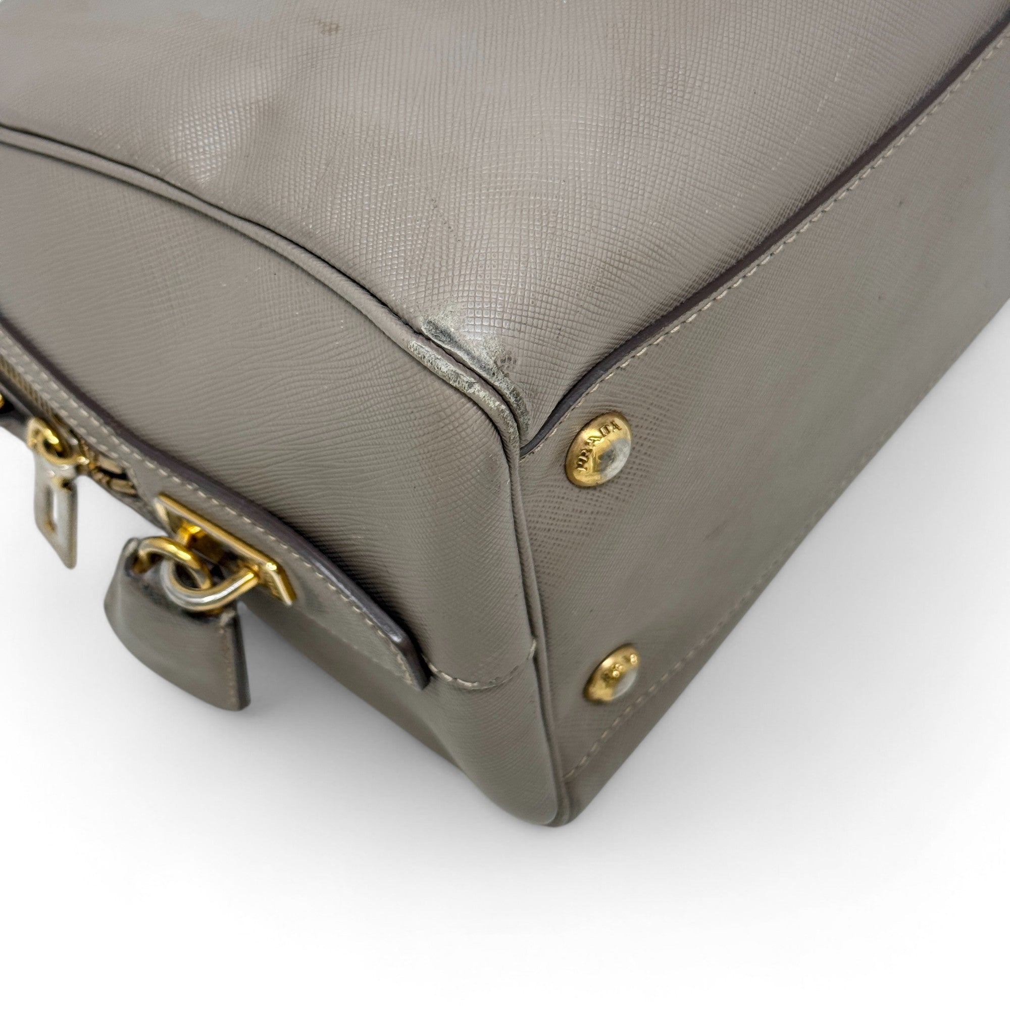 Prada Grey Saffiano Bowler