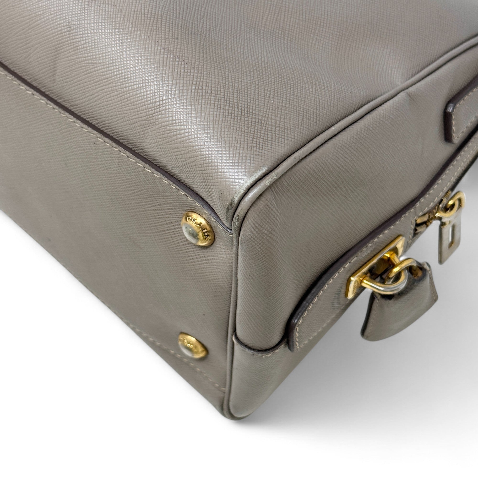 Prada Grey Saffiano Bowler