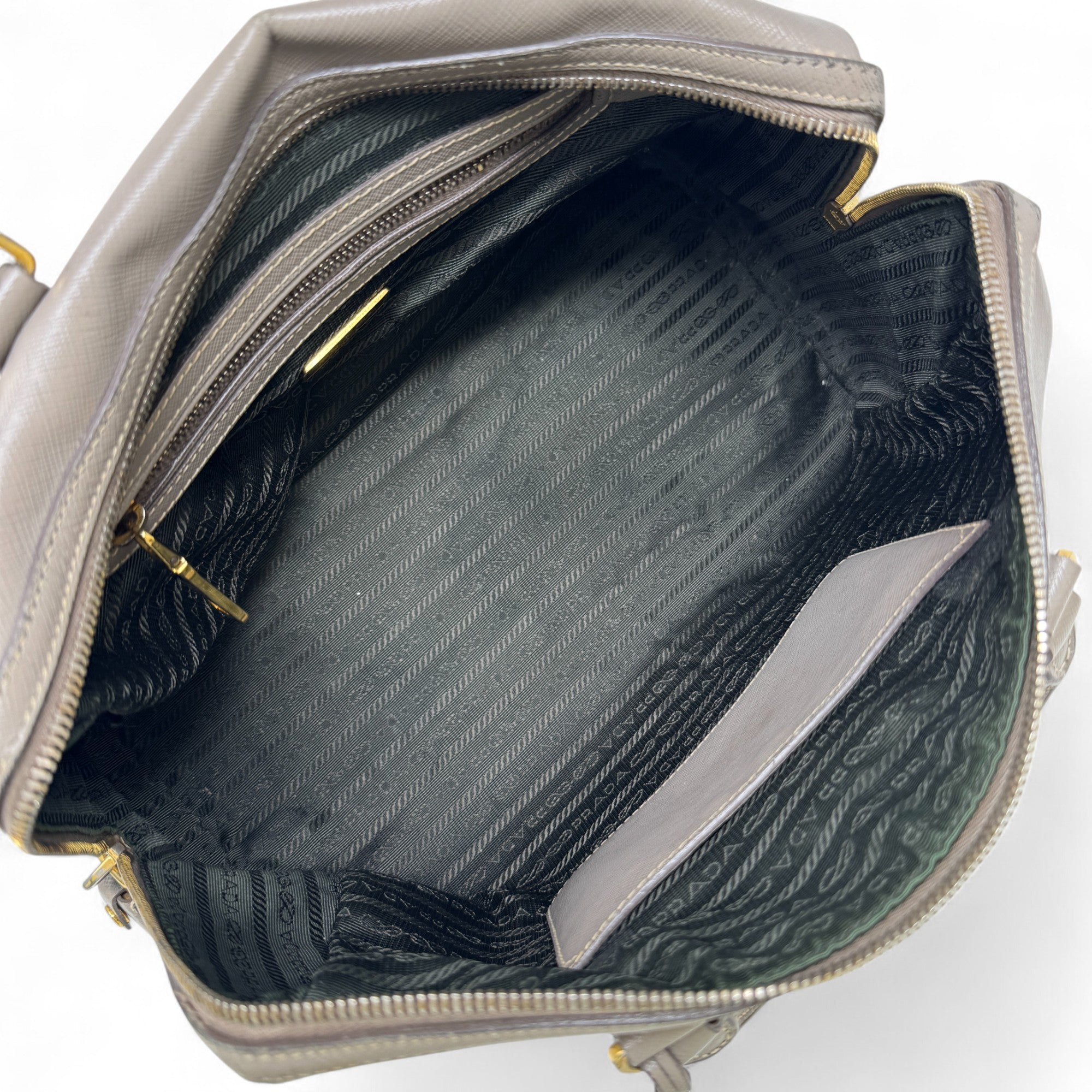 Prada Grey Saffiano Bowler