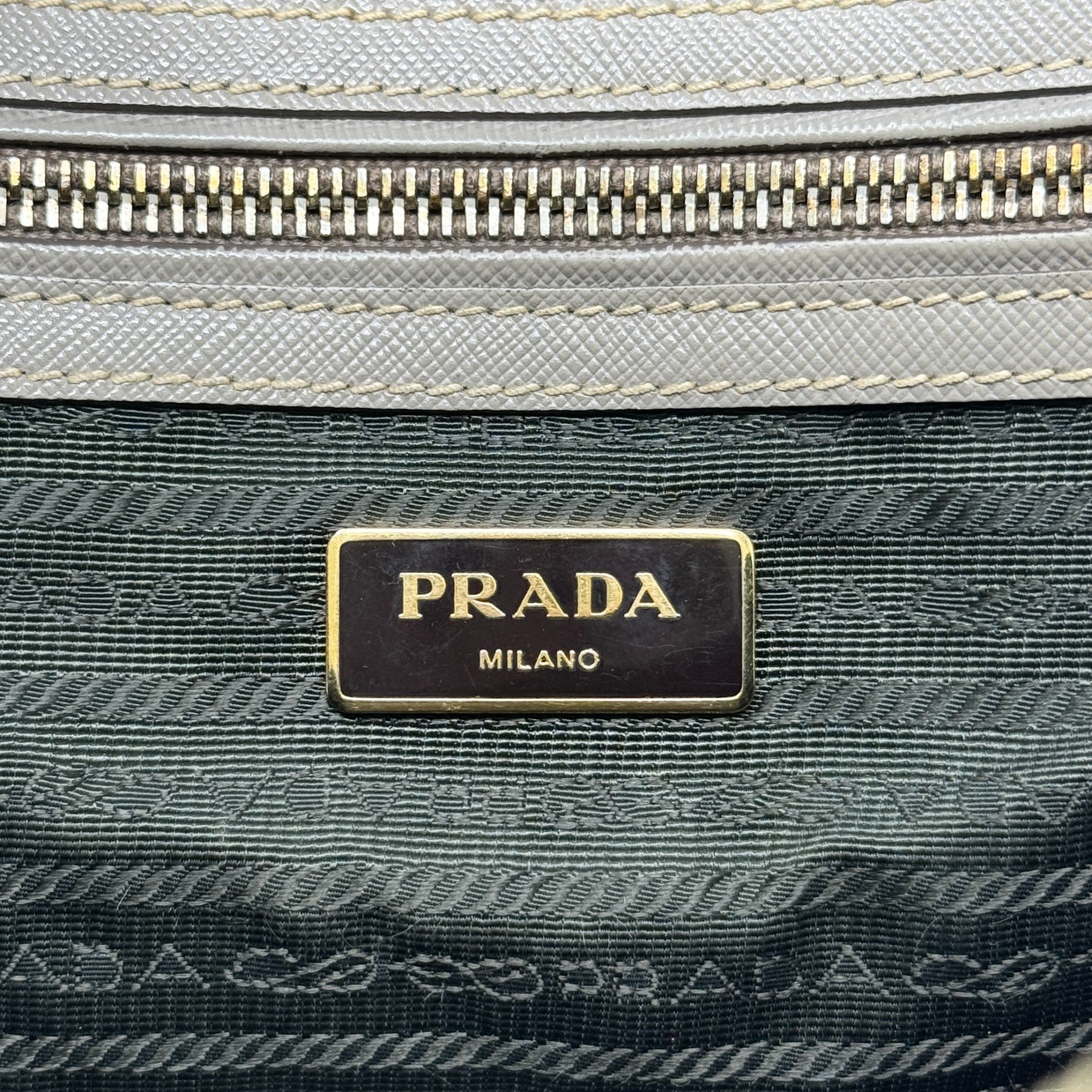 Prada Grey Saffiano Bowler