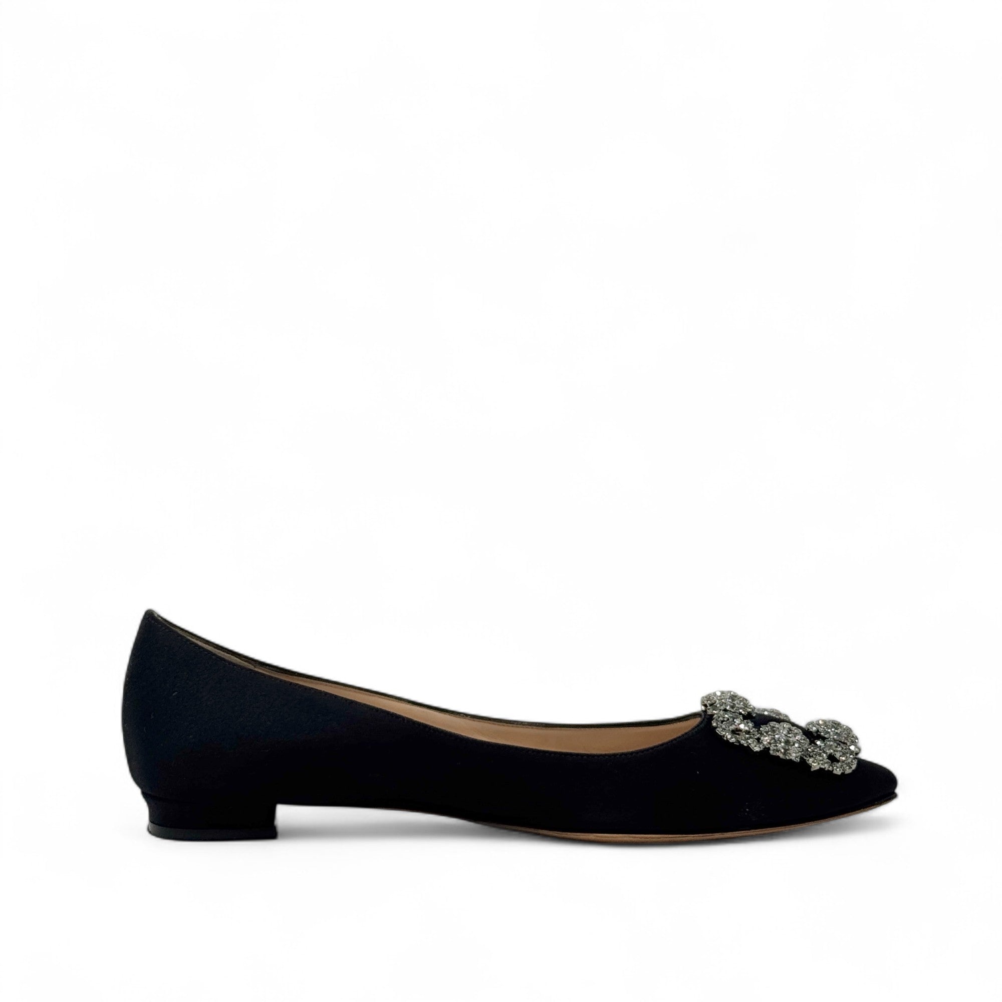 Manolo Blahnik Black Hangisi Flat Pumps 37.5