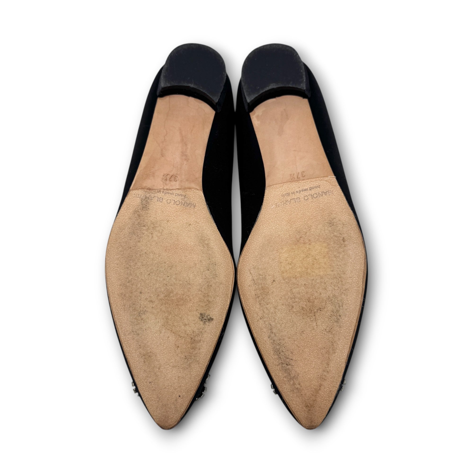 Manolo Blahnik Black Hangisi Flat Pumps 37.5