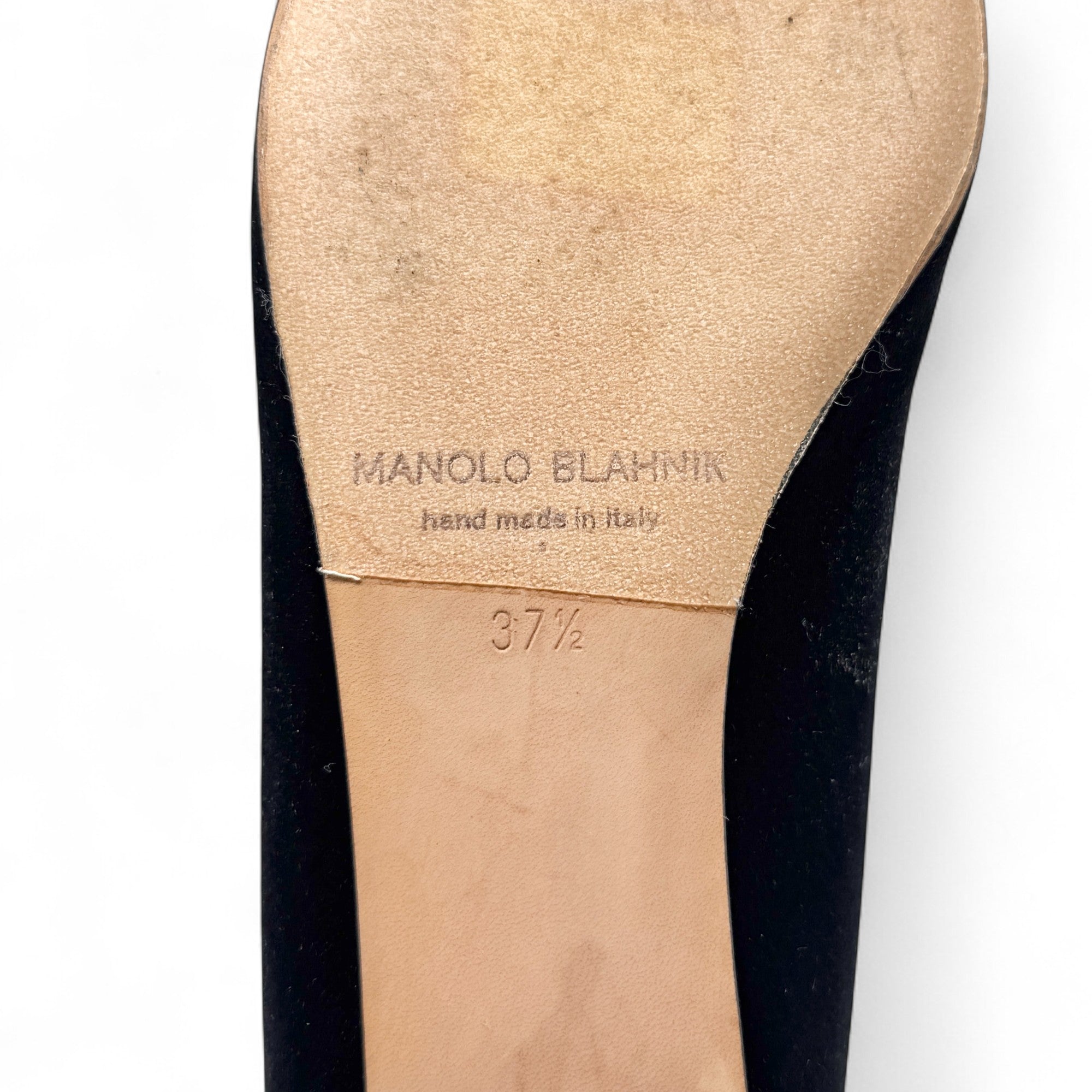 Manolo Blahnik Black Hangisi Flat Pumps 37.5