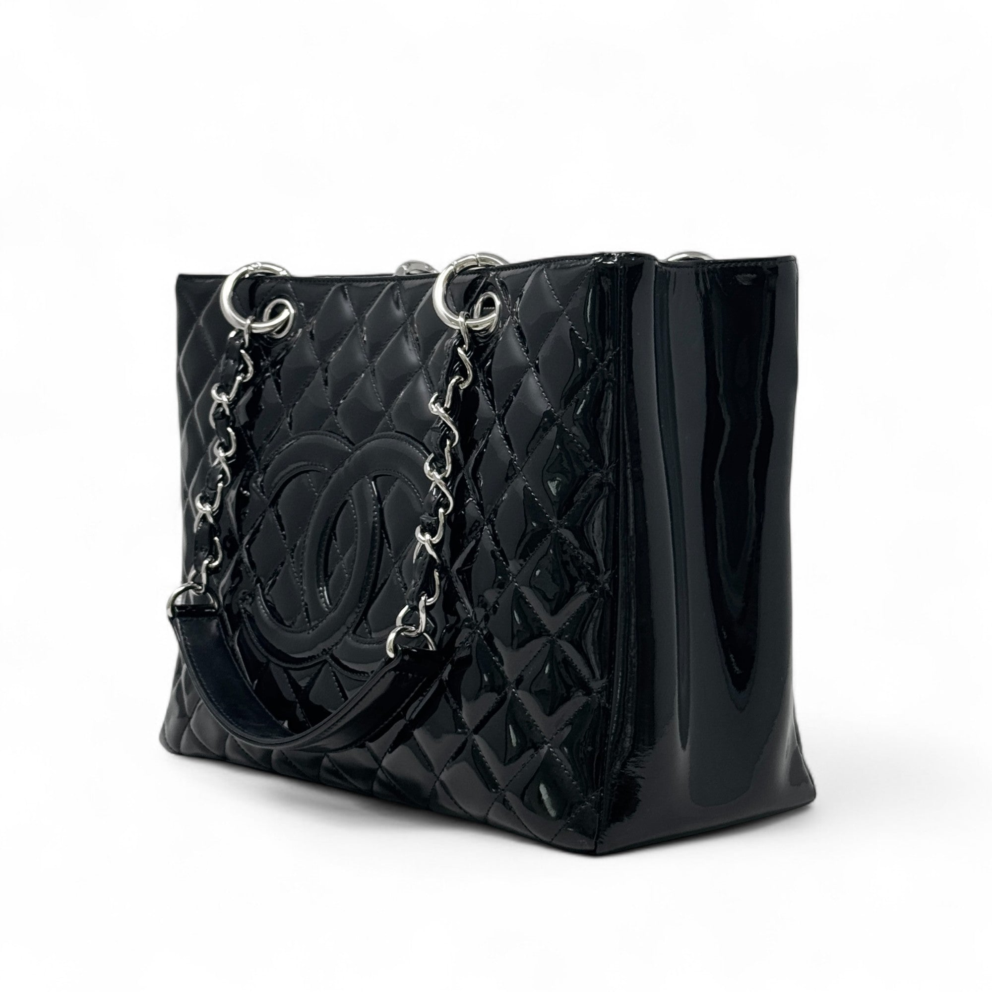 Chanel Black Patent Grand Shopping Tote