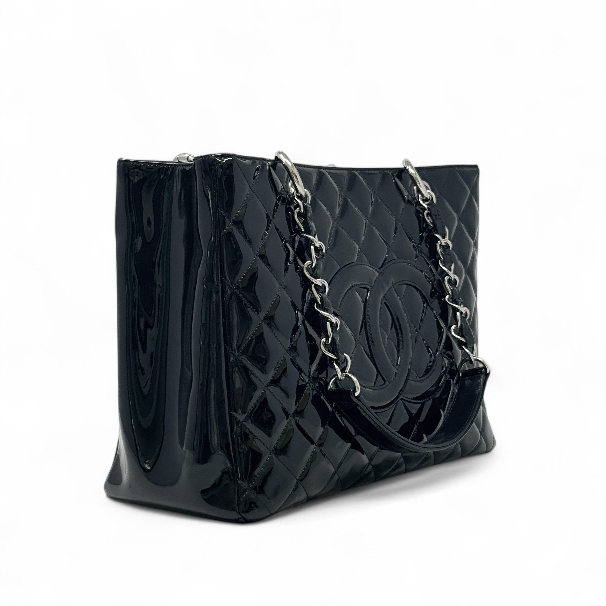 Chanel Black Patent Grand Shopping Tote