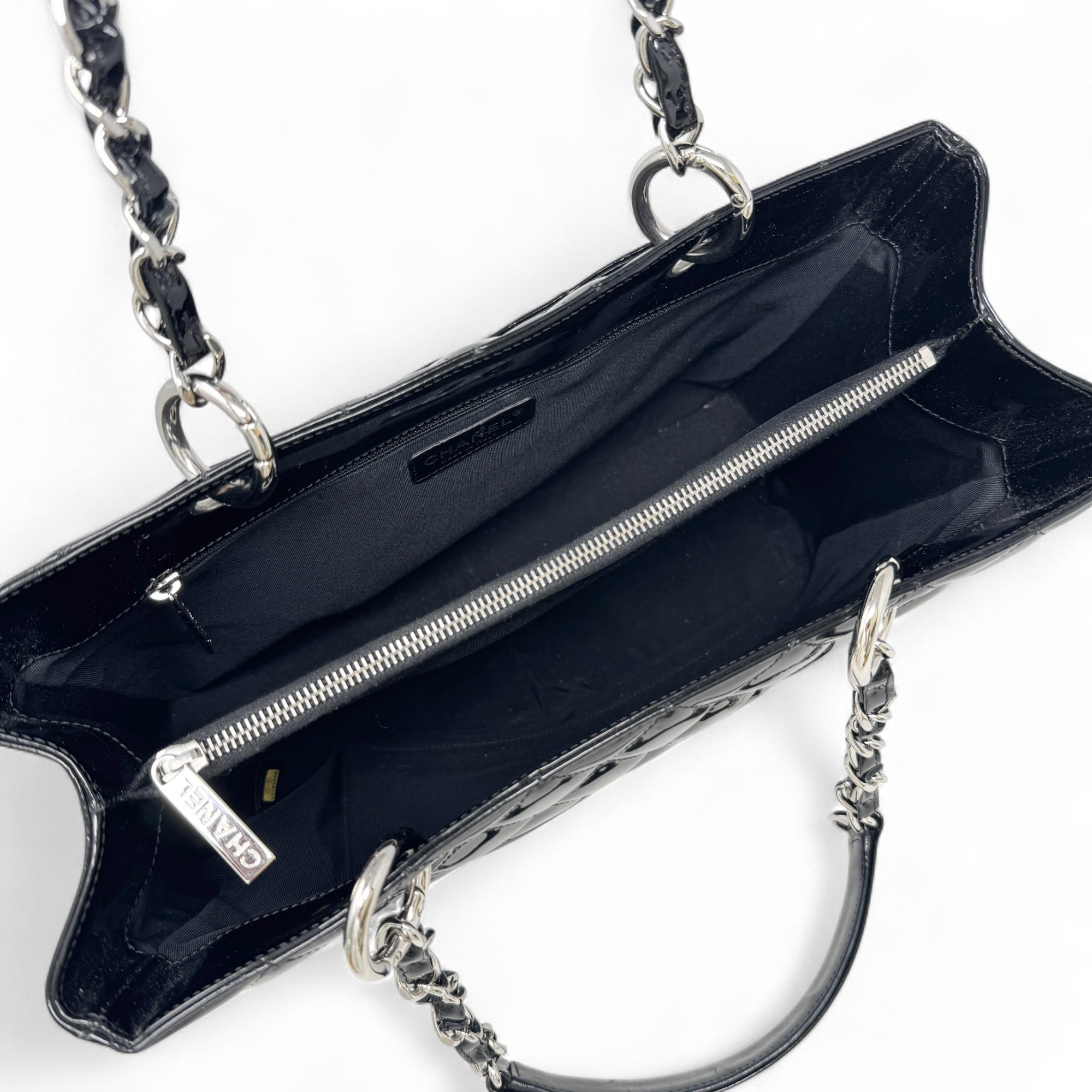 Chanel Black Patent Grand Shopping Tote