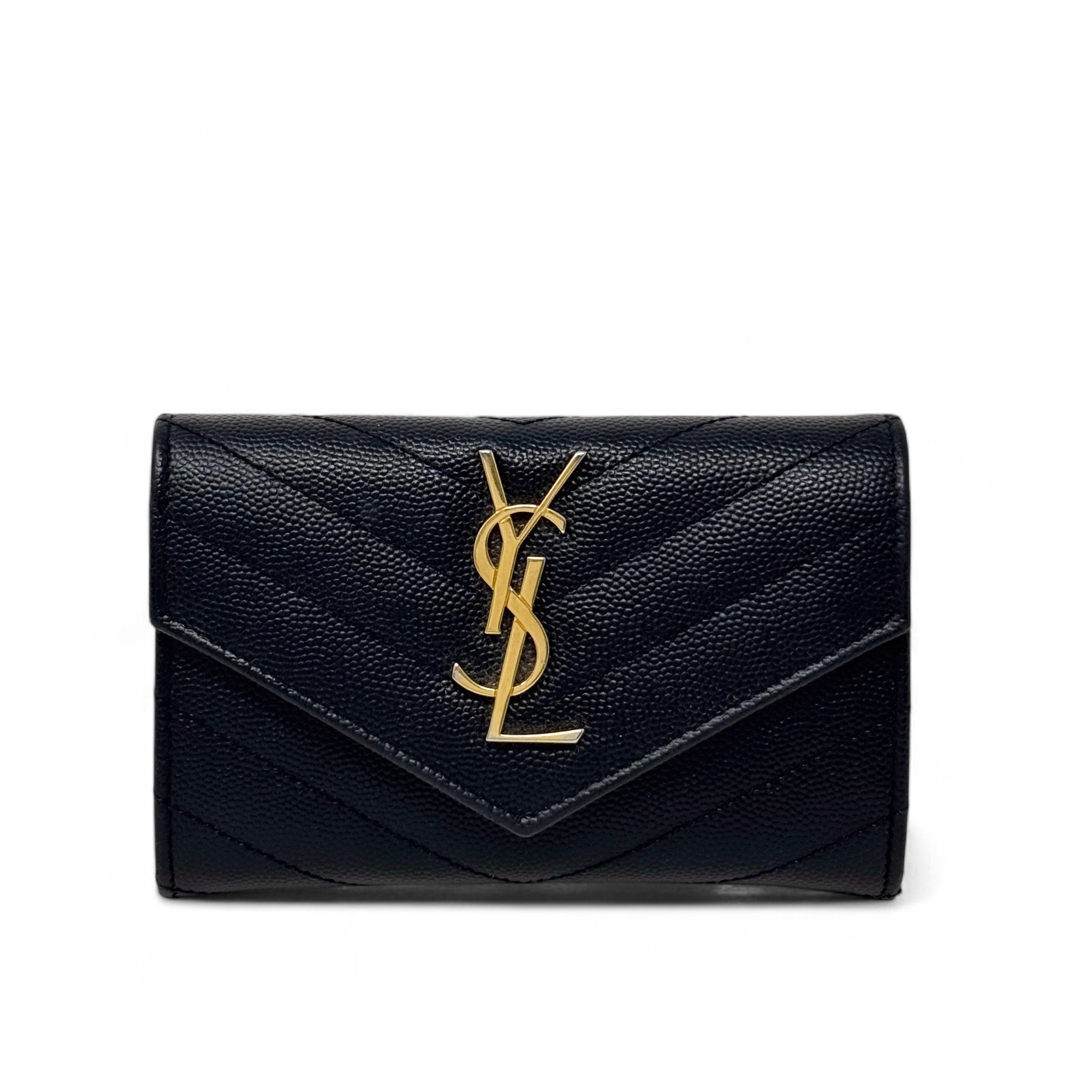 Saint Laurent Black Small Cassandre Envelope Wallet