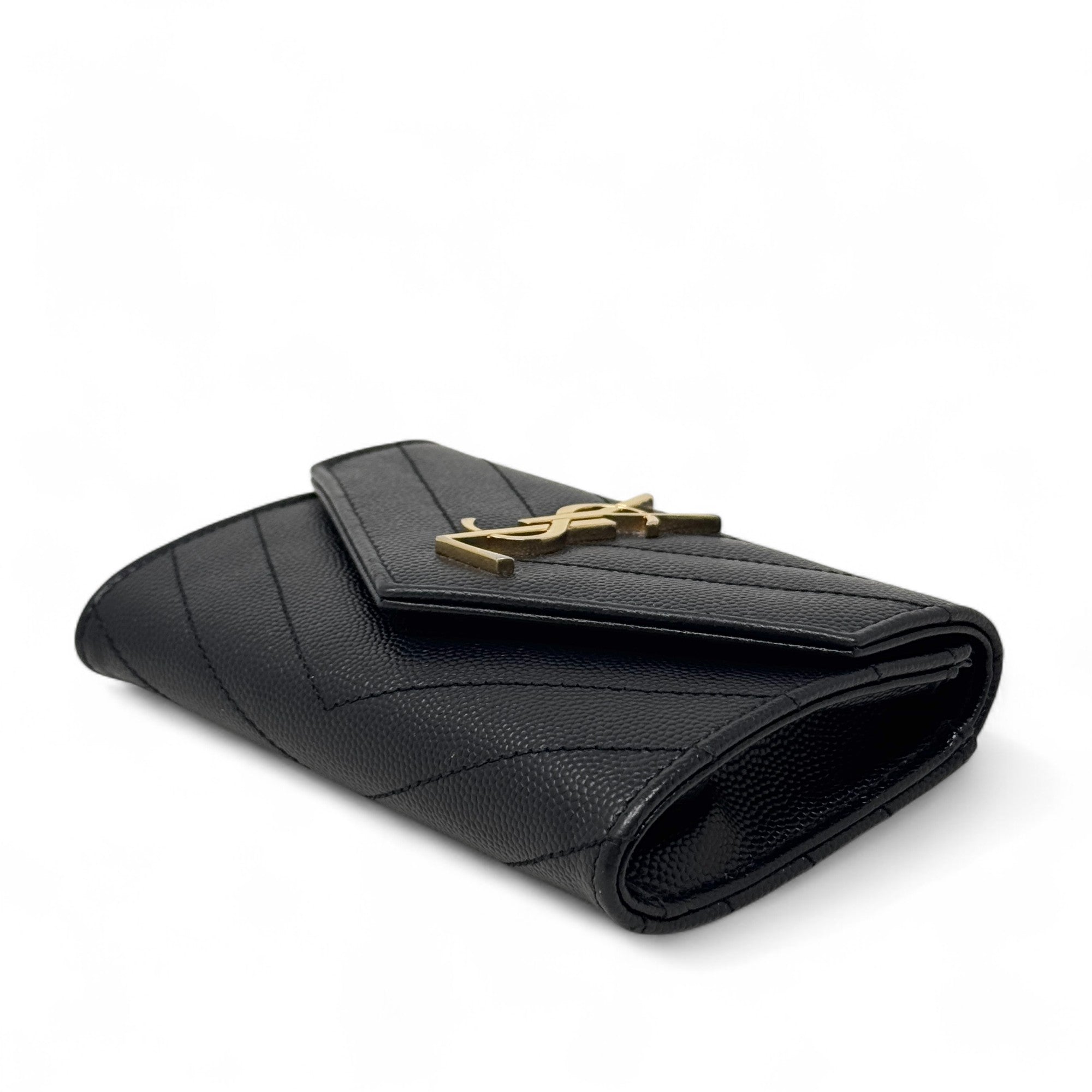 Saint Laurent Black Small Cassandre Envelope Wallet