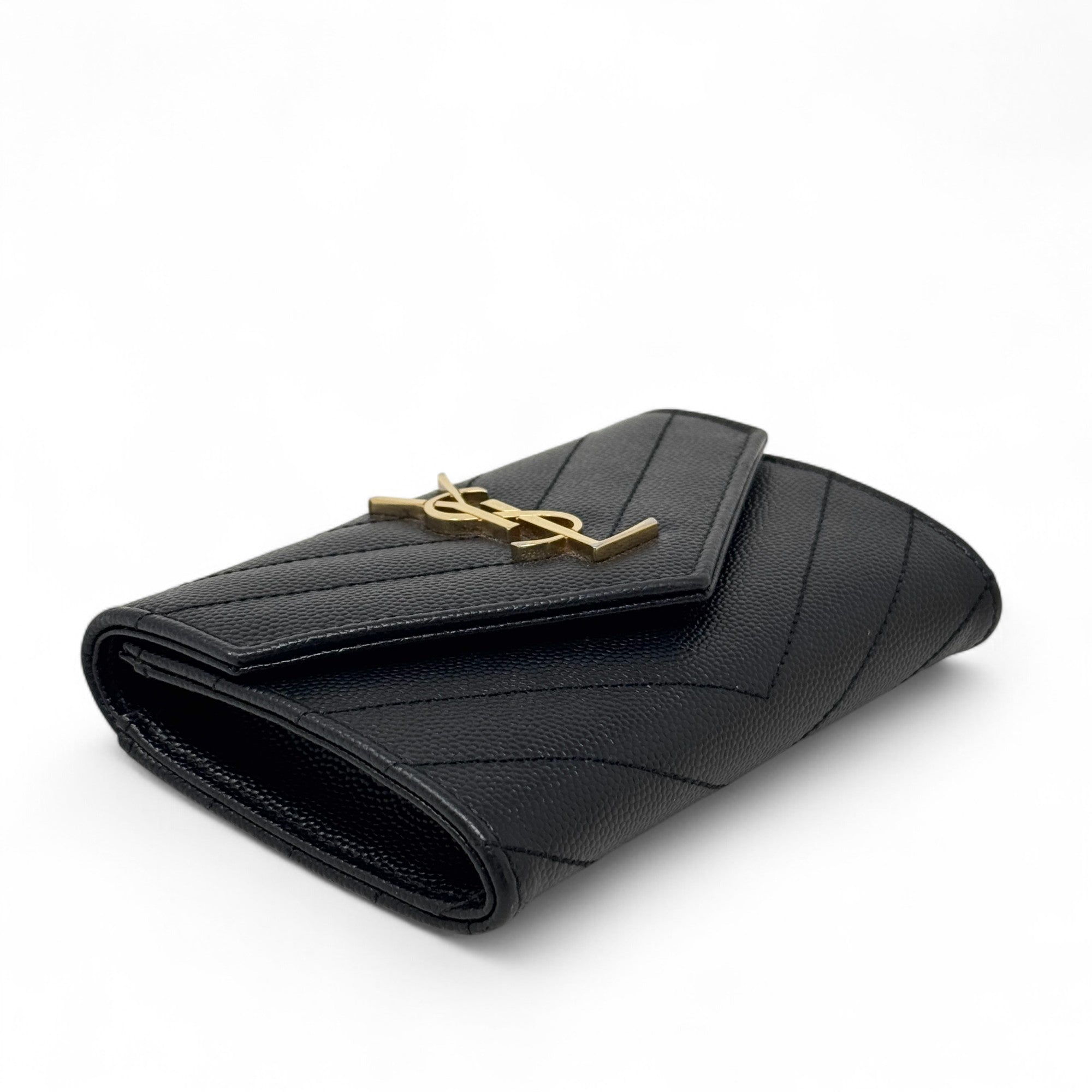 Saint Laurent Black Small Cassandre Envelope Wallet