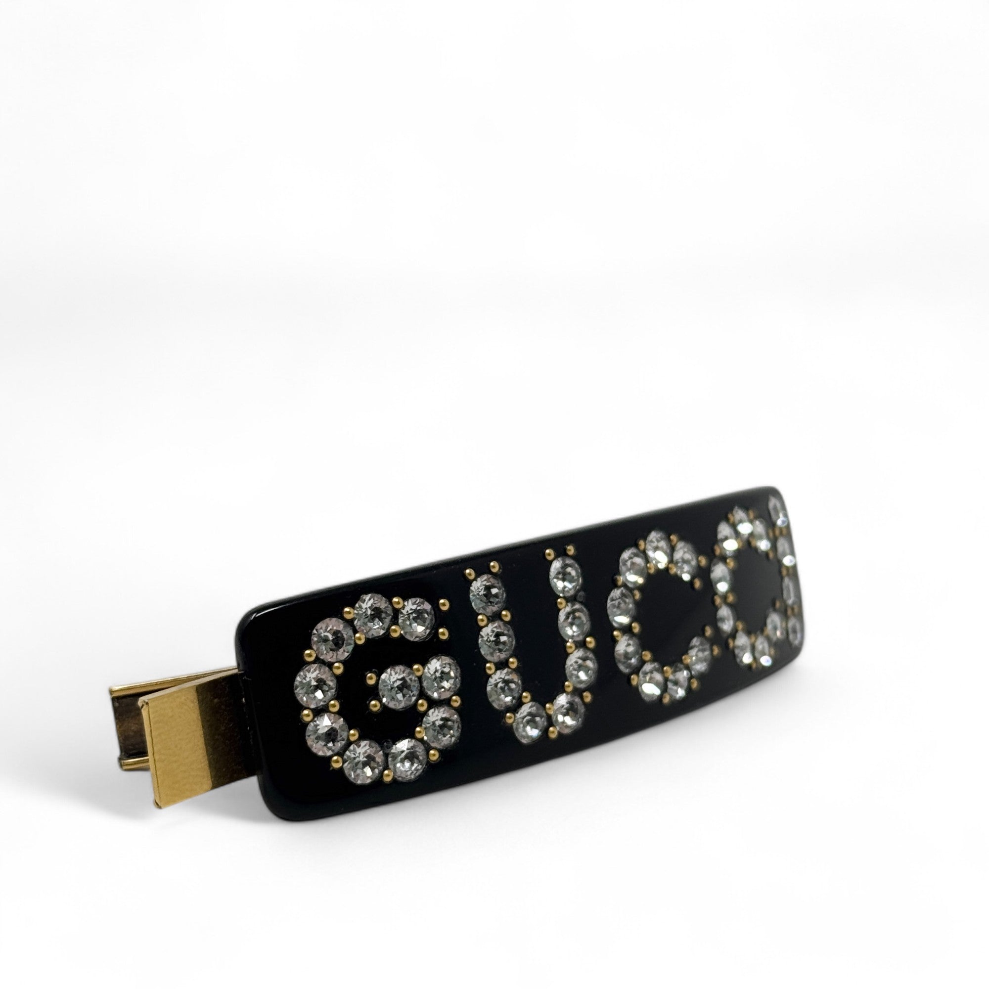 Gucci Black Resin Crystal Hair Clip