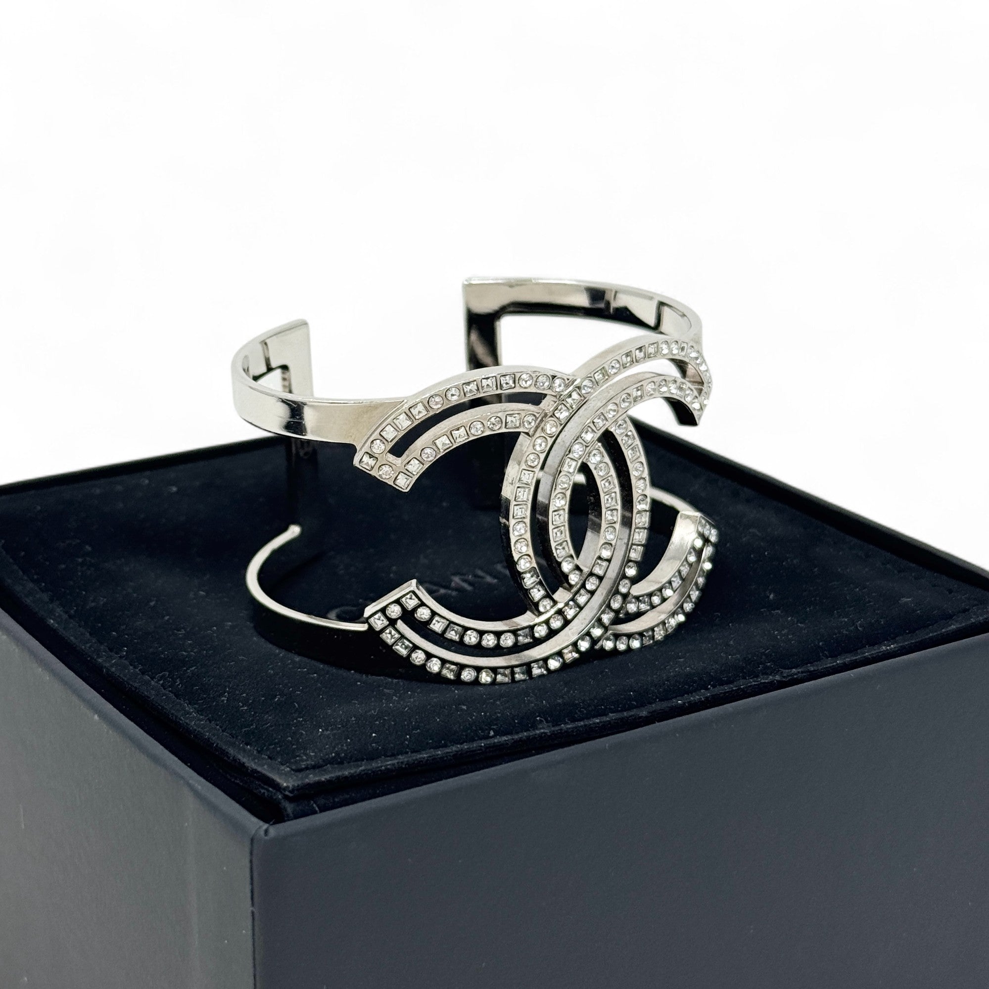 Chanel Silver Crystal CC Cuff