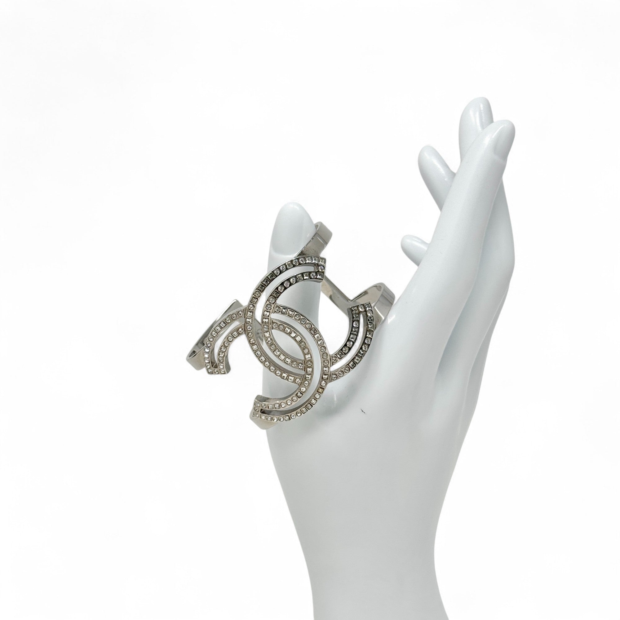 Chanel Silver Crystal CC Cuff