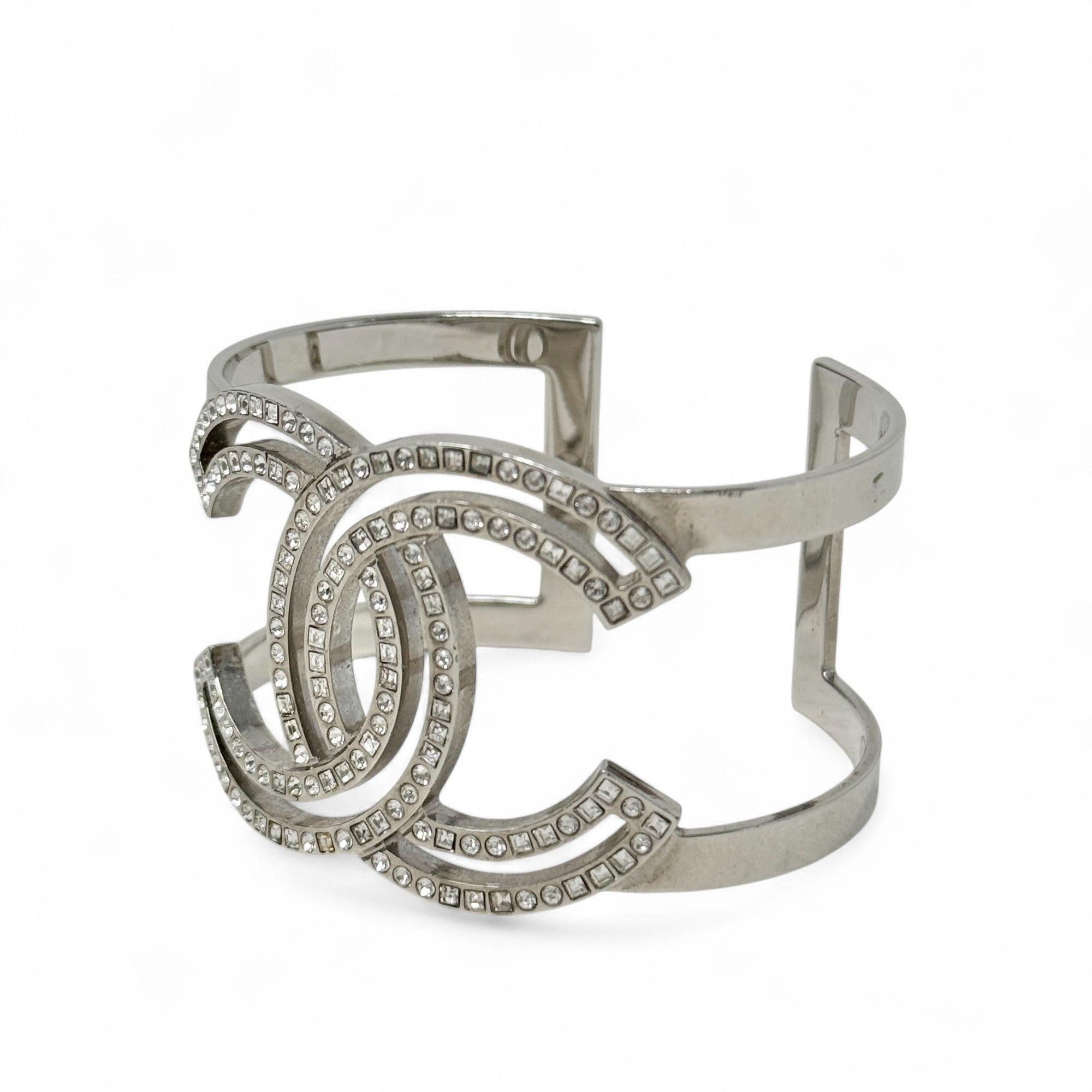 Chanel Silver Crystal CC Cuff