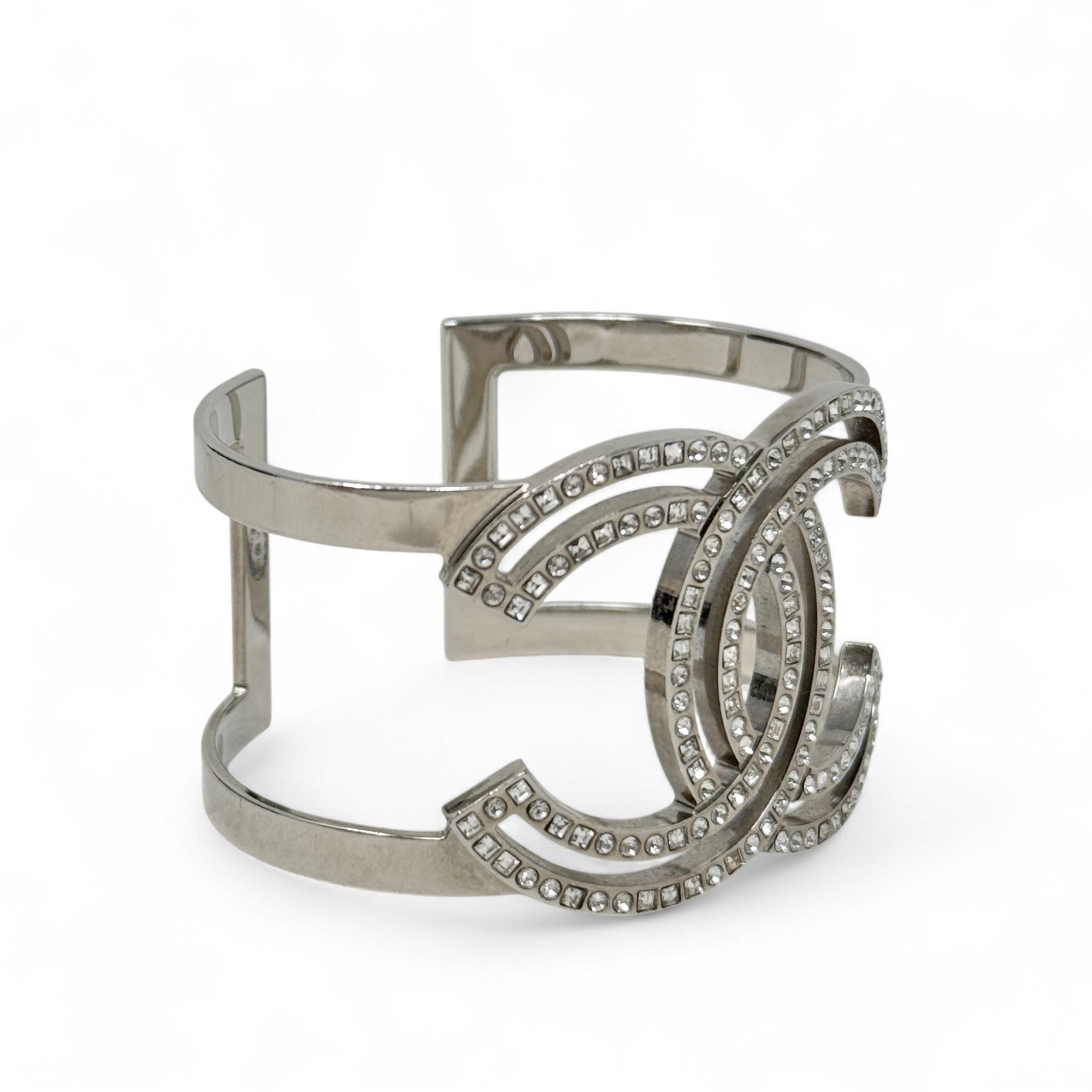 Chanel Silver Crystal CC Cuff