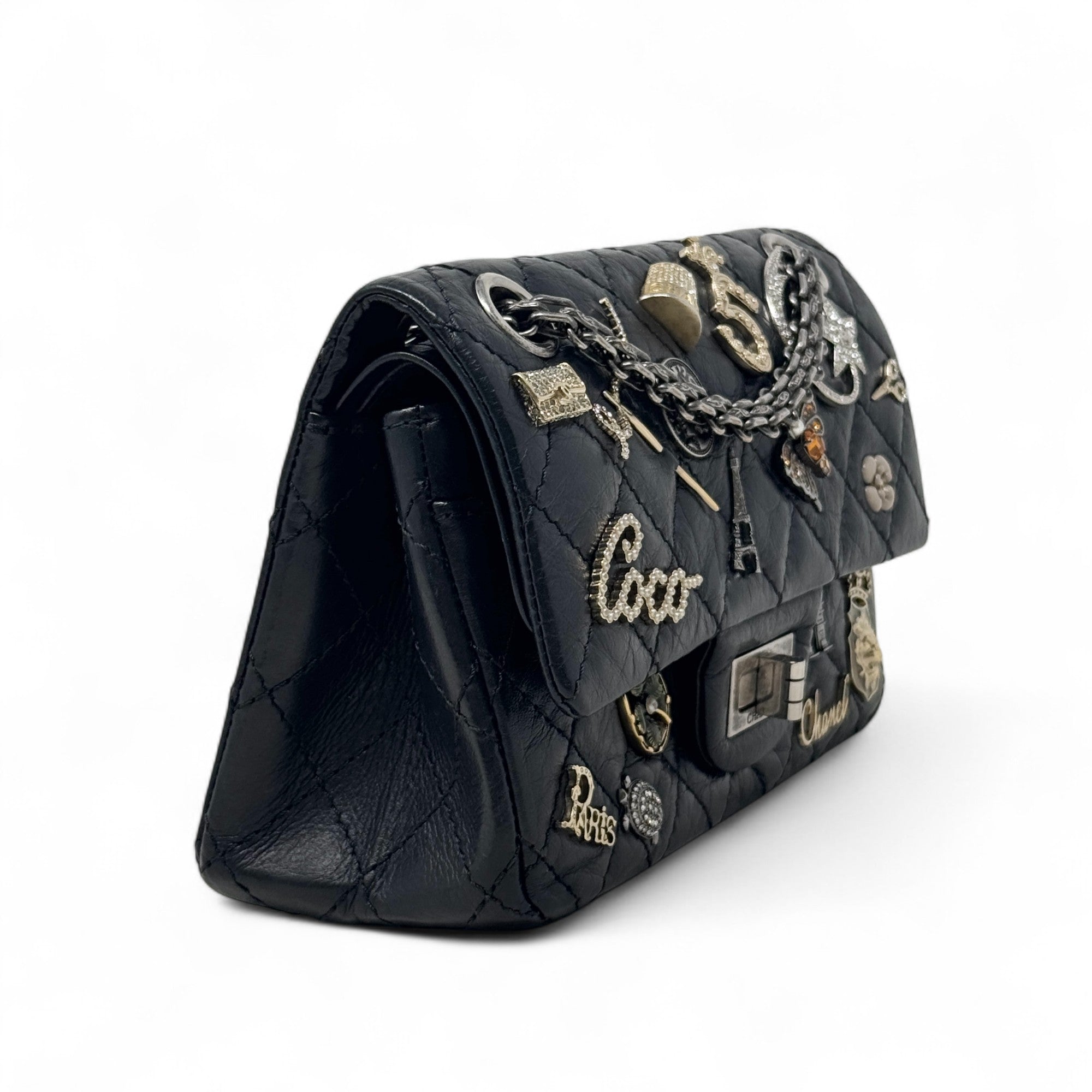 Chanel Black Charms 2.55 Reissue 224 Flap